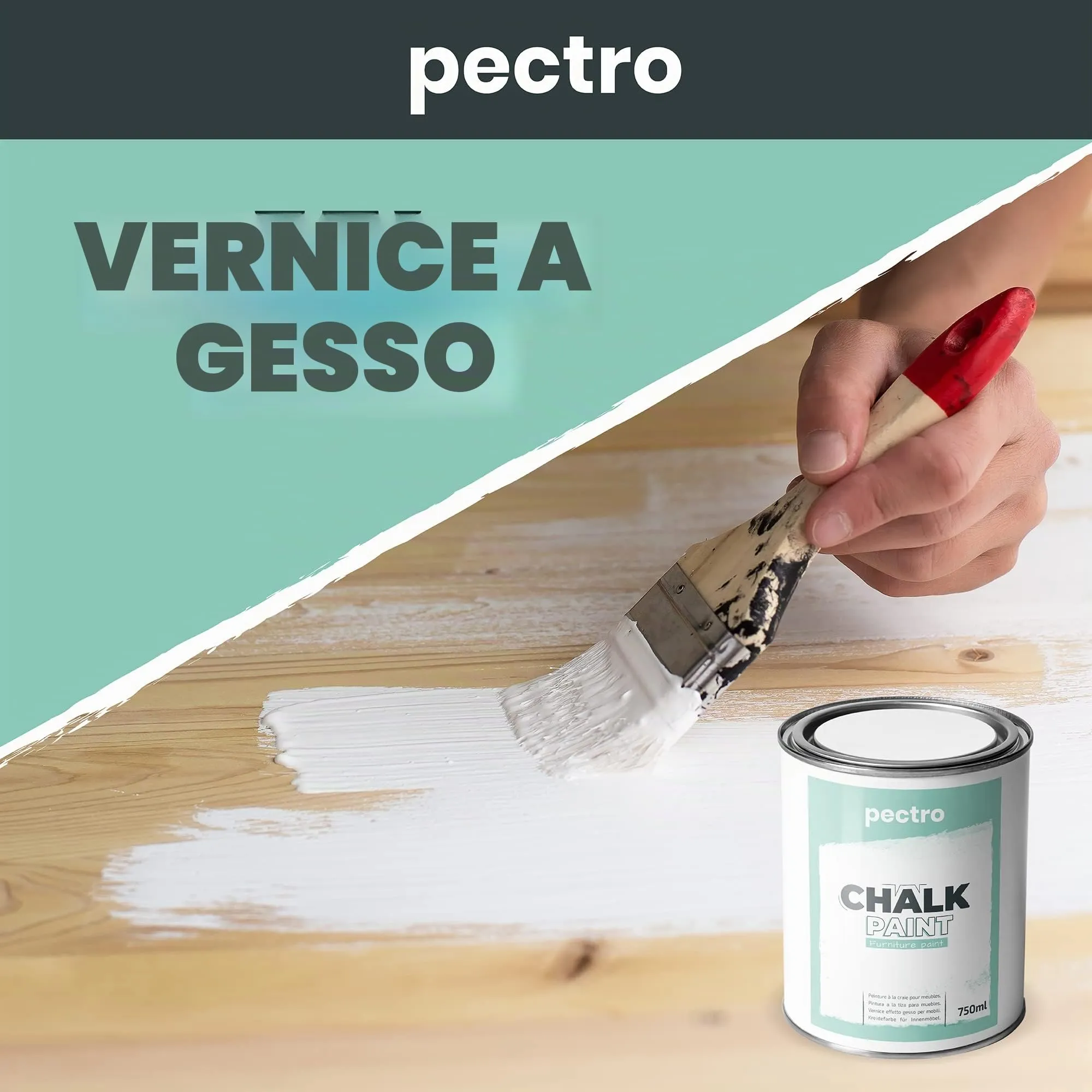 PECTRO Chalk Paint 750 ml con Pennello, Rosa Antico - immagine 7