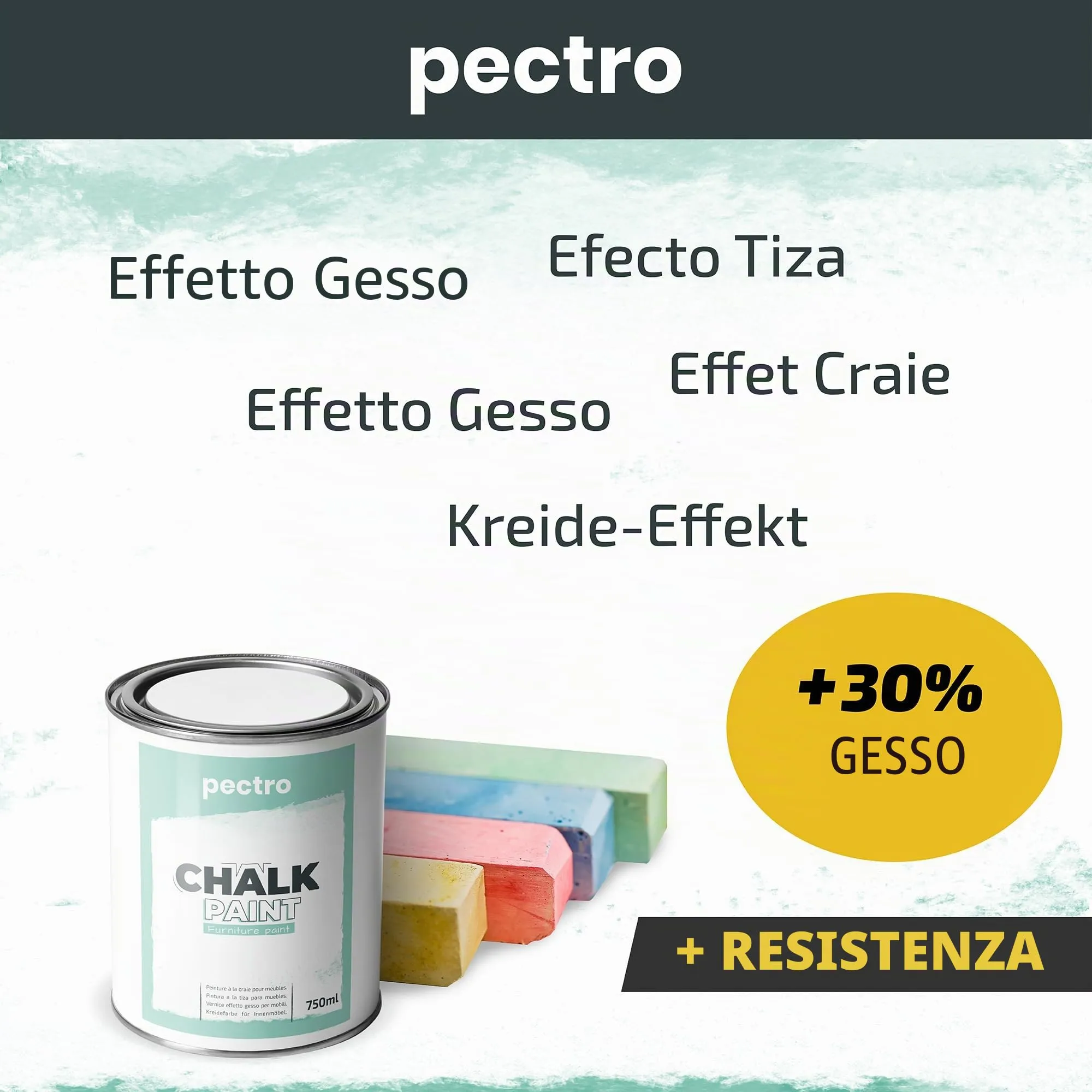 PECTRO Chalk Paint 750ml con Pennello, Blu Profondo - immagine 3
