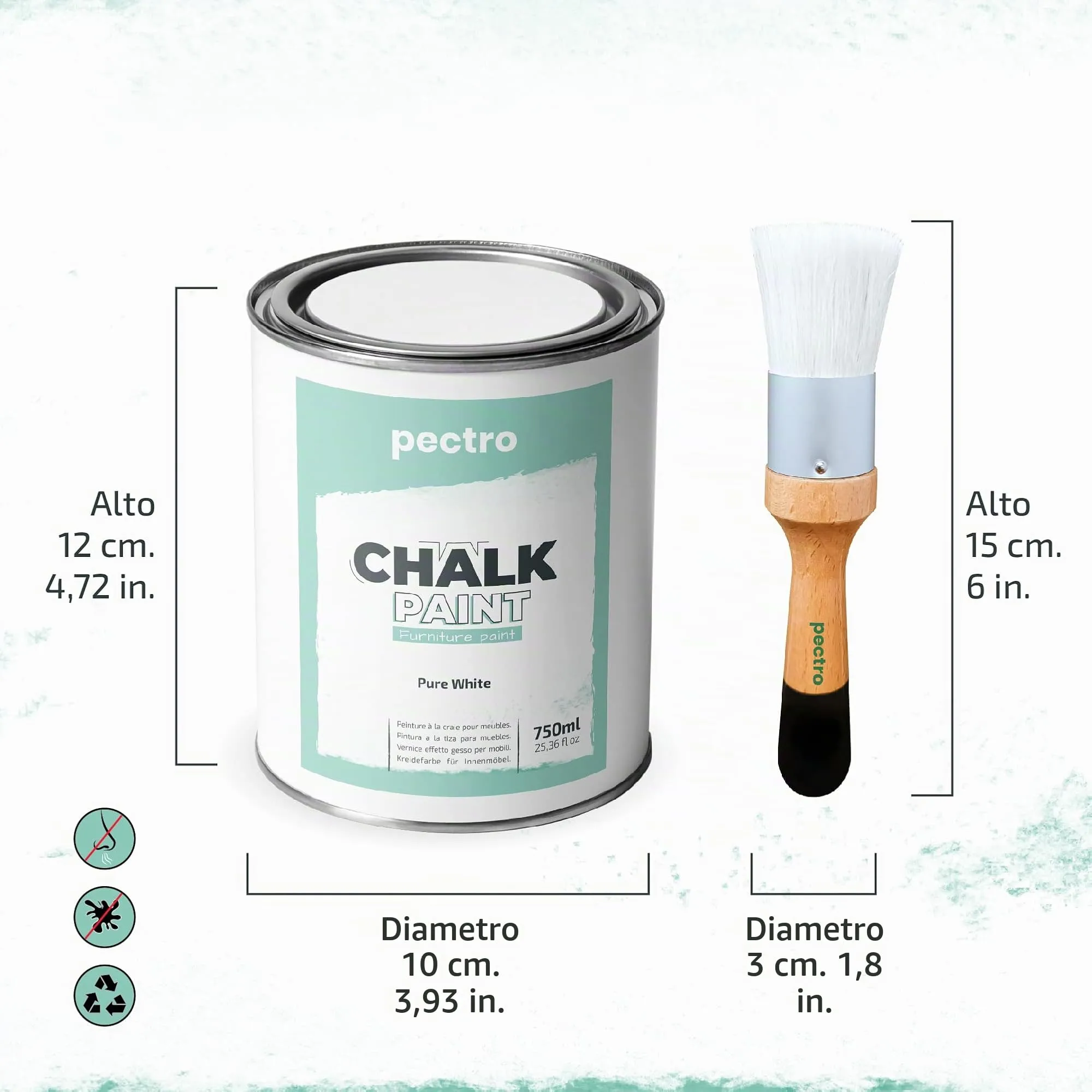 PECTRO Chalk Paint 750ml con Pennello, Blu Profondo - immagine 6