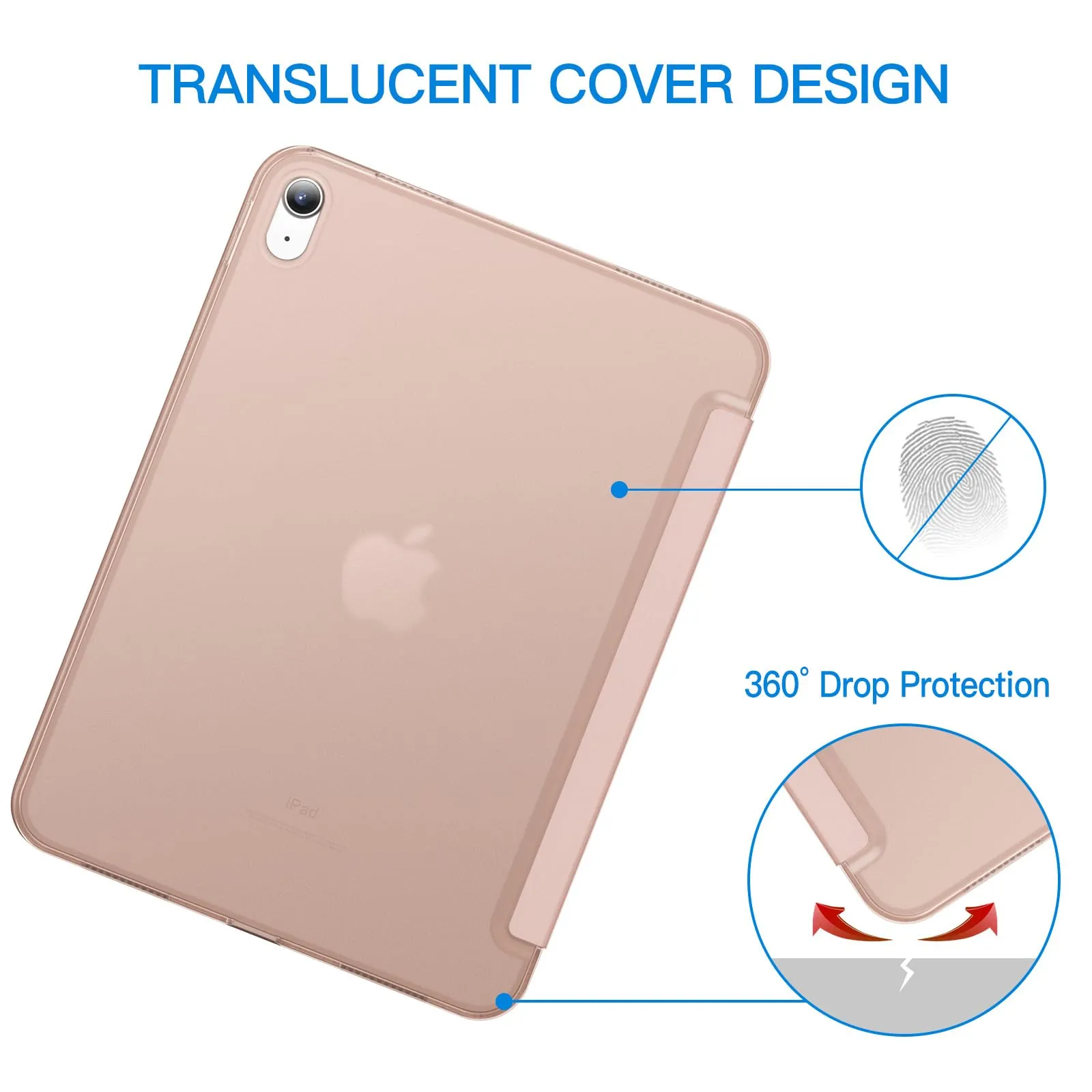 JETech Custodia per iPad 11ª/10ª Gen, Oro Rosa - immagine 4
