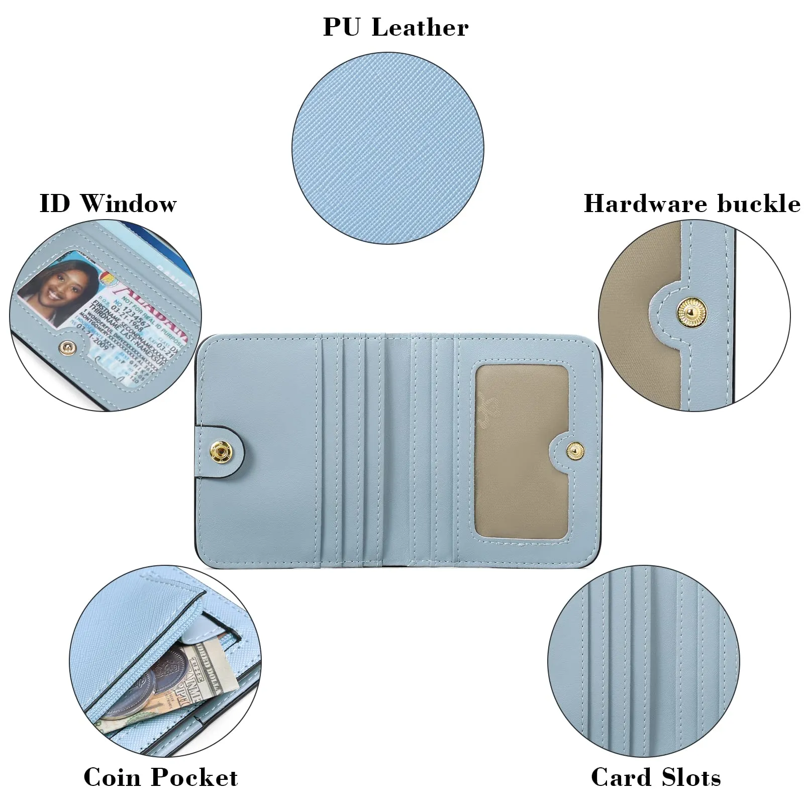 GAEKEAO Portafoglio da Donna in Pelle RFID, Portamonete Piccolo con 7 Scomparti per Carte e Tasca con Cerniera - immagine 3