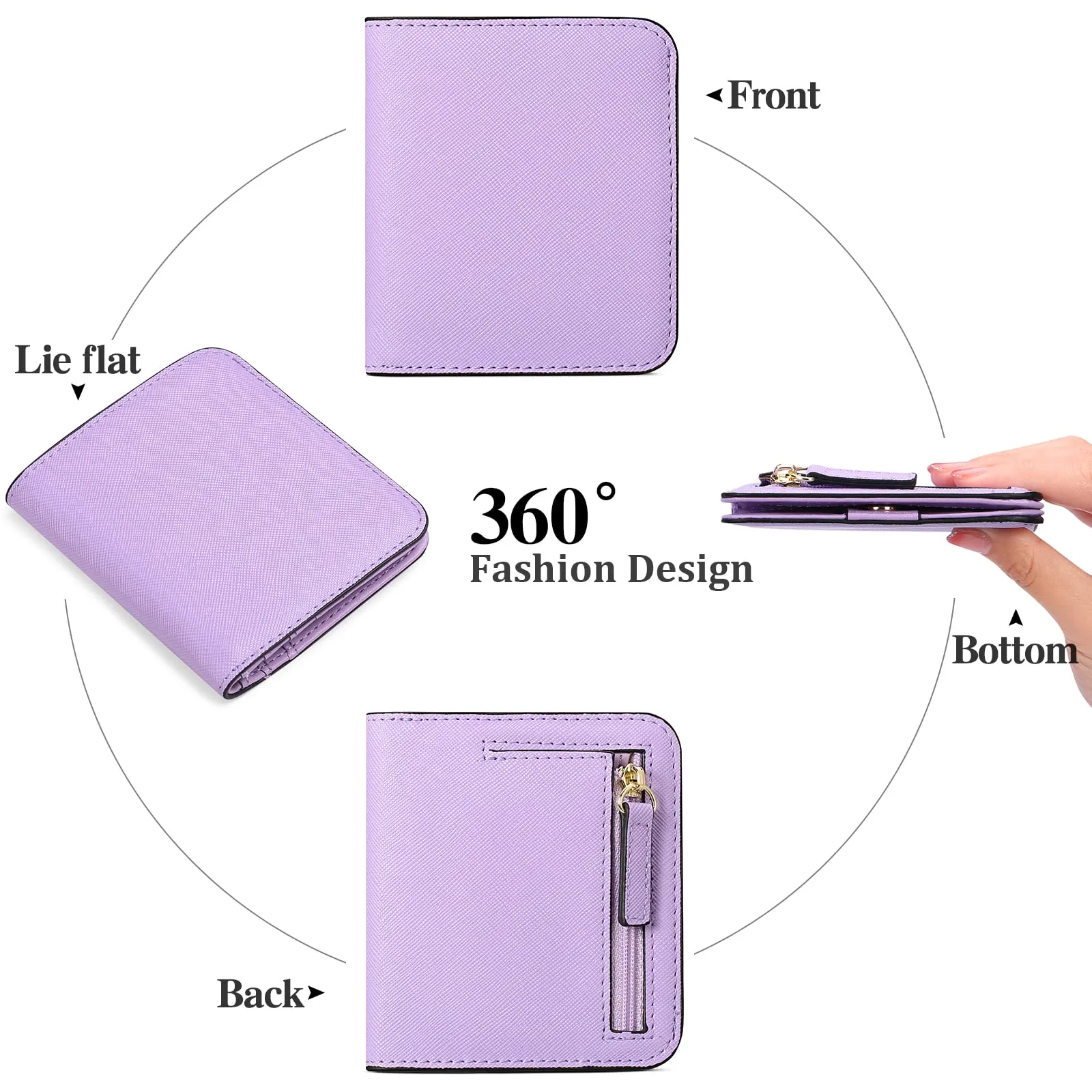 GAEKEAO Portafoglio da Donna in Pelle con Blocco RFID, 7 Scomparti per Carte e Tasca con Cerniera - immagine 4