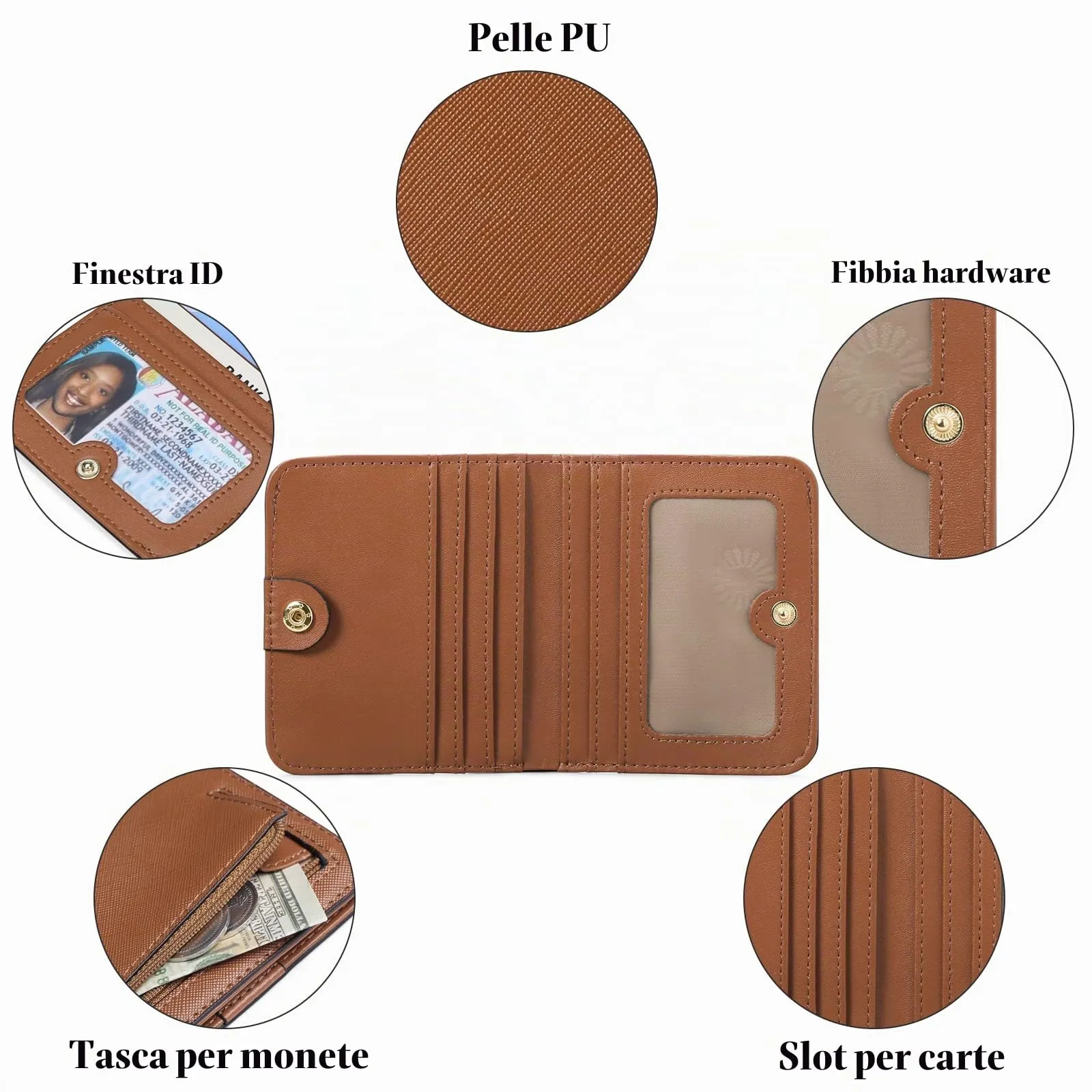 GAEKEAO Portafoglio da Donna in Pelle con Blocco RFID, 7 Scomparti per Carte e Tasca con Cerniera - immagine 3