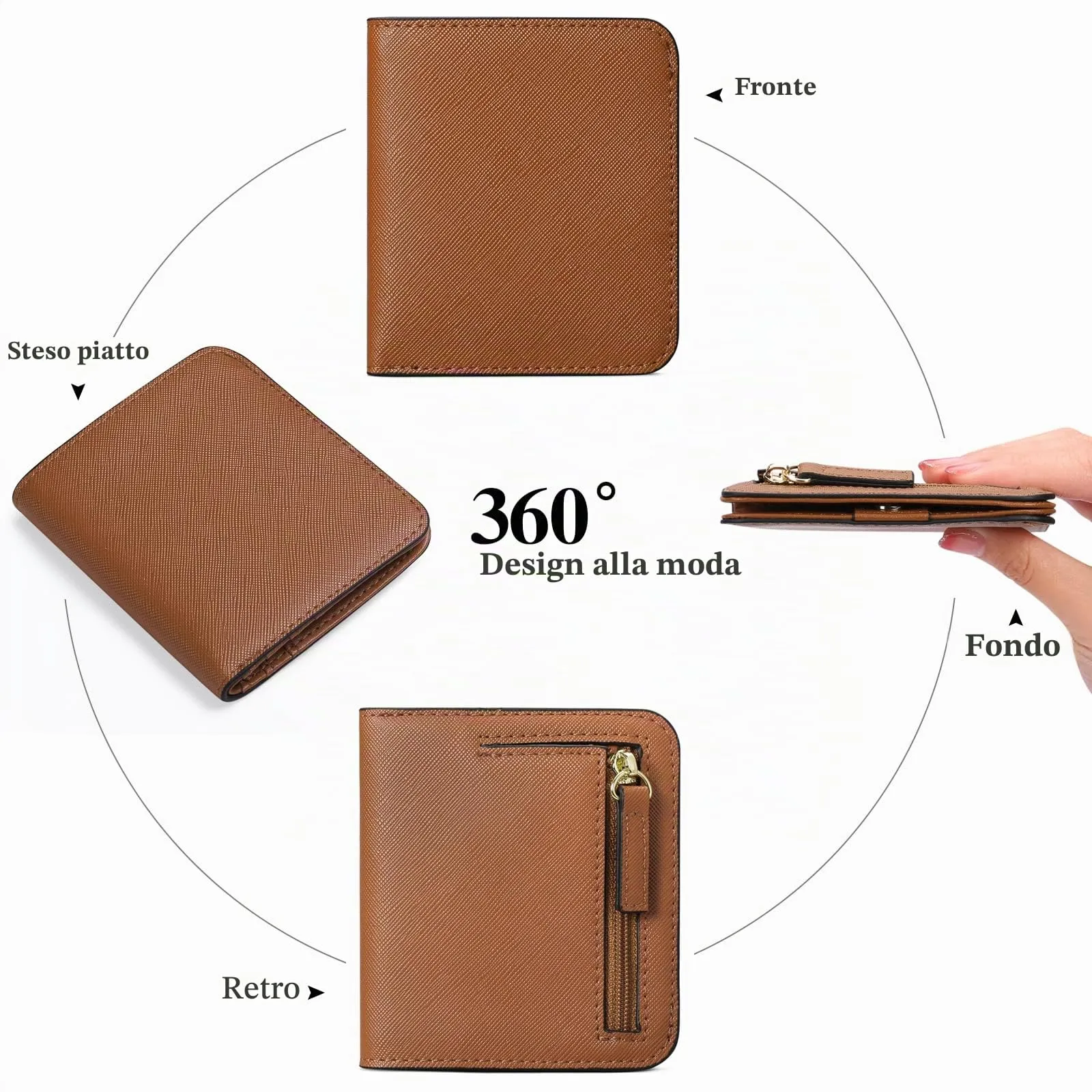 GAEKEAO Portafoglio da Donna in Pelle con Blocco RFID, 7 Scomparti per Carte e Tasca con Cerniera - immagine 4