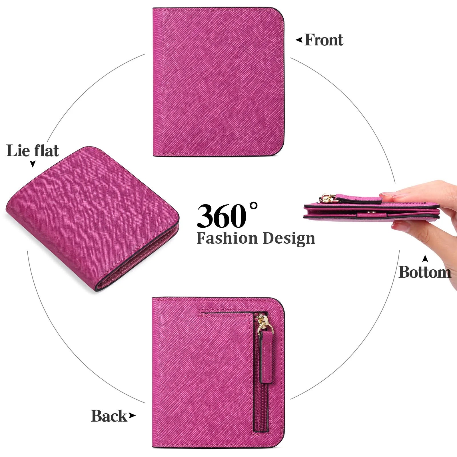 GAEKEAO Portafoglio da Donna in Pelle con Blocco RFID, 7 Scomparti per Carte, Finestra ID e Tasca con Cerniera - immagine 4