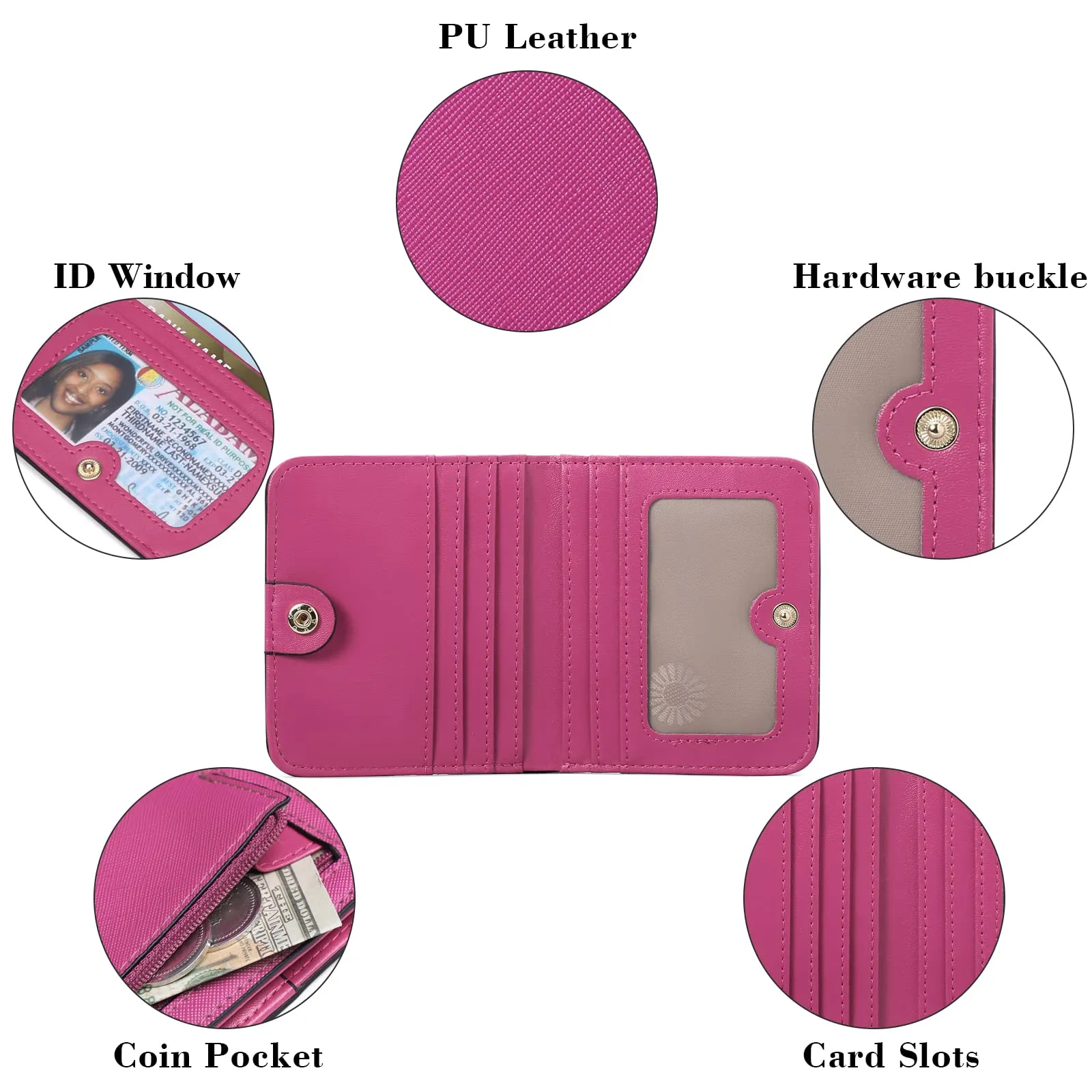 GAEKEAO Portafoglio da Donna in Pelle con Blocco RFID, 7 Scomparti per Carte, Finestra ID e Tasca con Cerniera - immagine 6