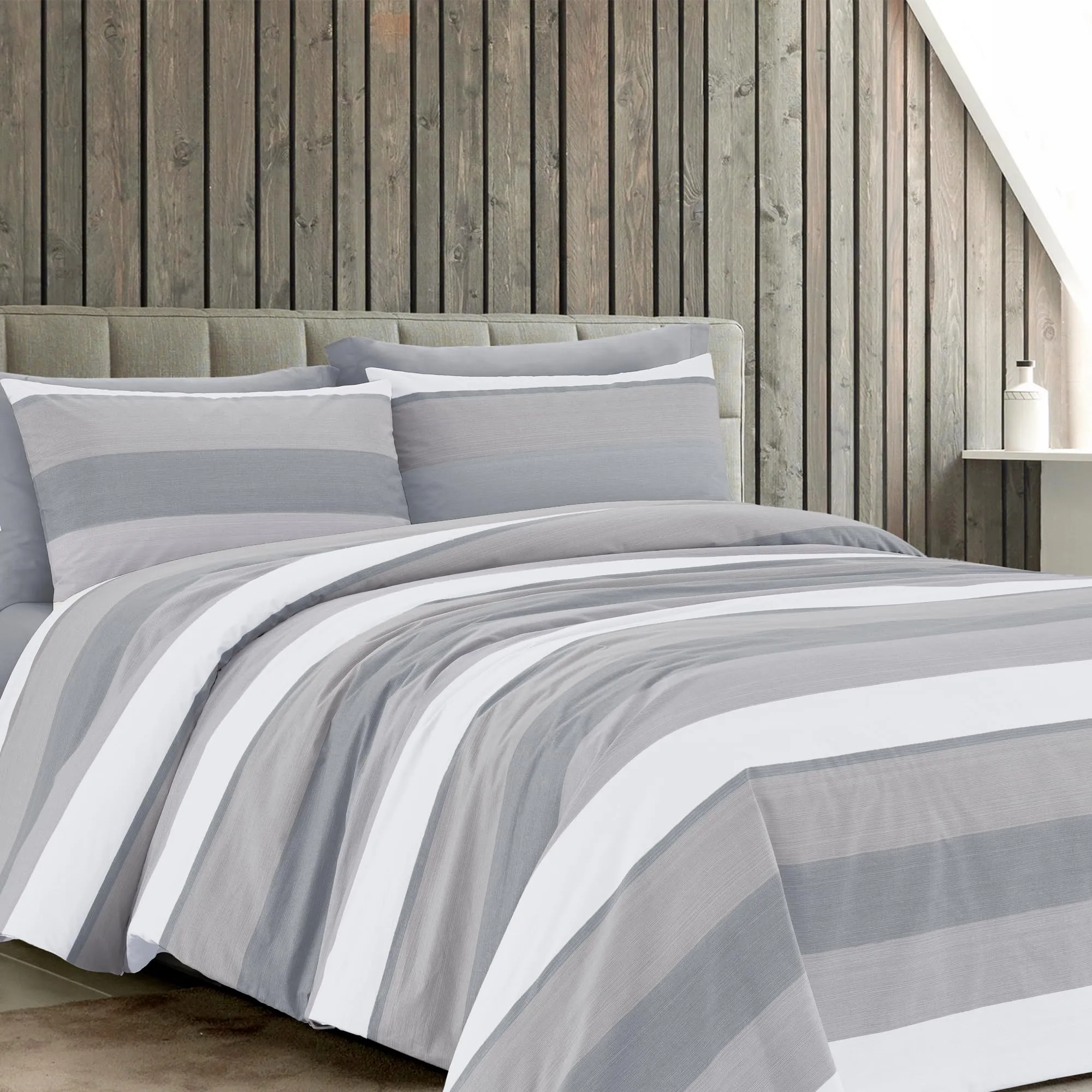 Dorian Home Copripiumino Matrimoniale in Cotone 250x210 cm con 2 Federe - Garda Grigio - immagine 1