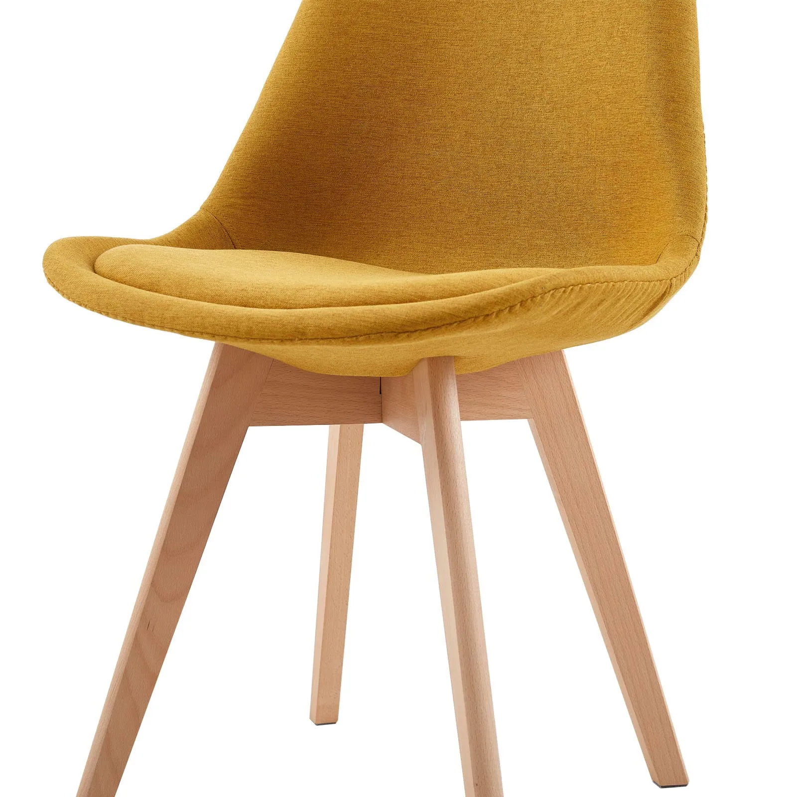 EGGREE Set di 2 Sedie da Pranzo in Tessuto di Lino con Gambe in Legno di Faggio, Giallo - immagine 9