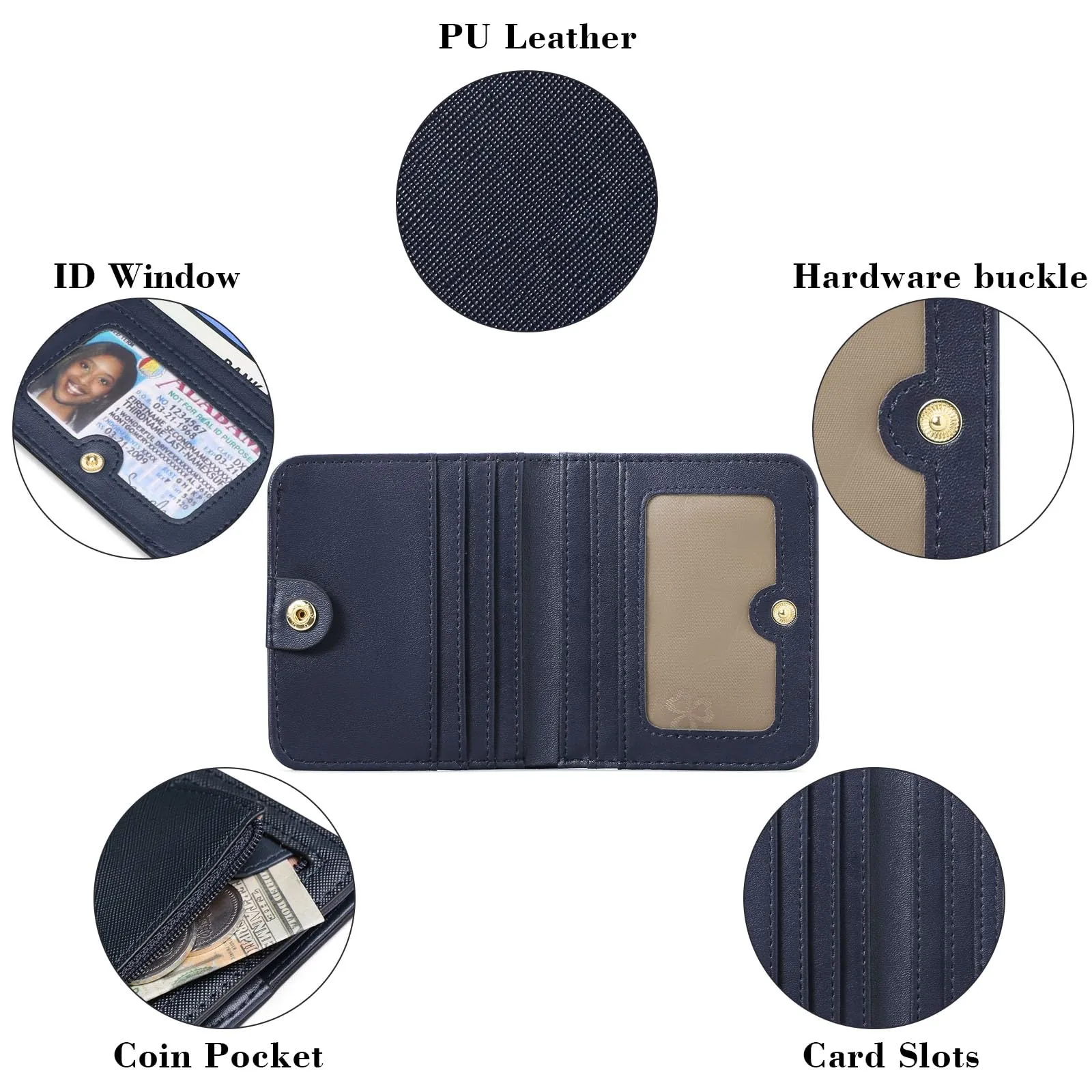 GAEKEAO Portafoglio da Donna in Pelle, Piccolo Portafoglio con Blocco RFID, 7 Scomparti per Carte e Tasca con Cerniera - immagine 3