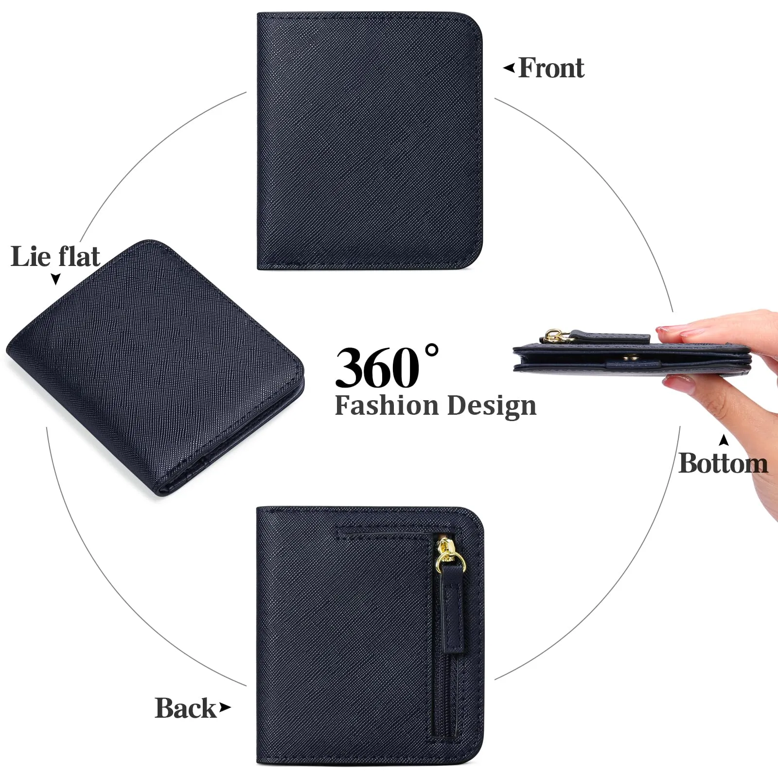 GAEKEAO Portafoglio da Donna in Pelle, Piccolo Portafoglio con Blocco RFID, 7 Scomparti per Carte e Tasca con Cerniera - immagine 4