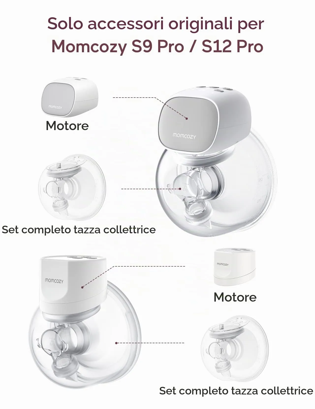 Momcozy Accessori per Tiralatte Indossabile S9 Pro/S12 Pro, Flangia 24mm e Coppa Raccoglilatte - immagine 3
