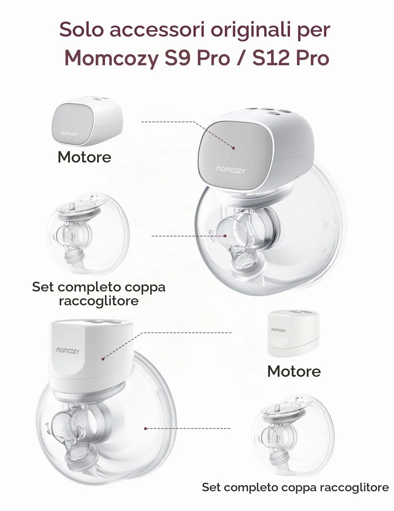 Momcozy Accessori per Tiralatte Indossabile S9 Pro/S12 Pro, Flangia a Doppio Strato e Coppa Raccoglilatte - immagine 2