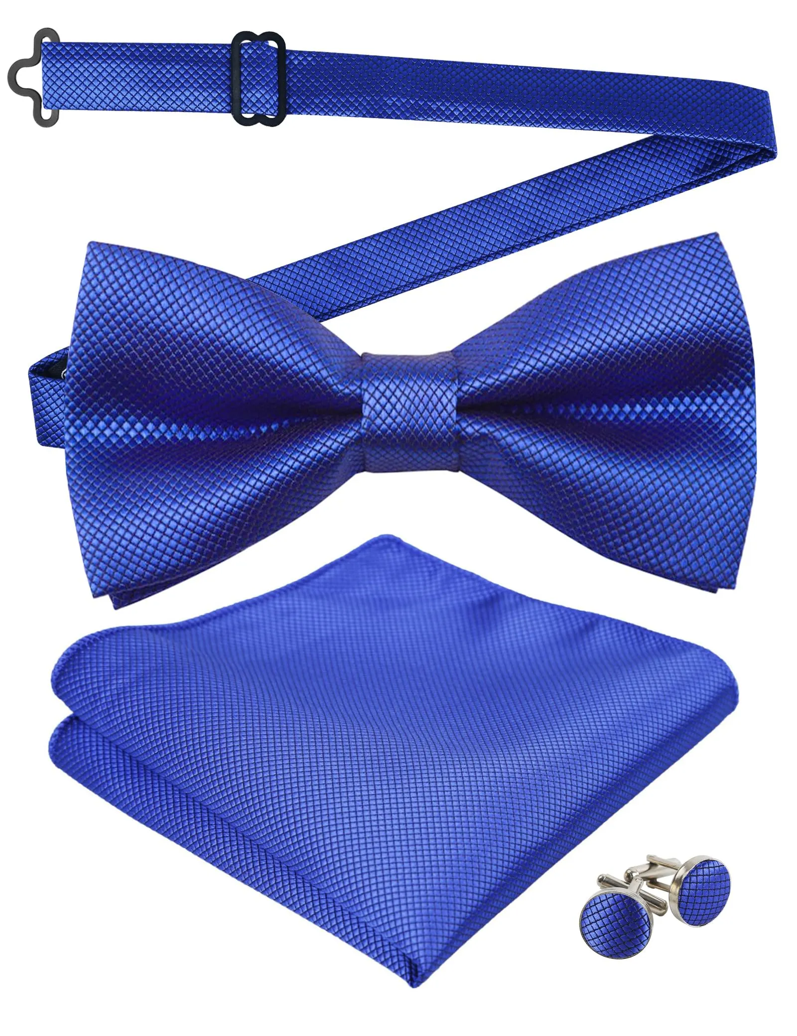 Alizeal Set Papillon, Gemelli e Fazzoletto da Taschino, Blu Reale - immagine 1