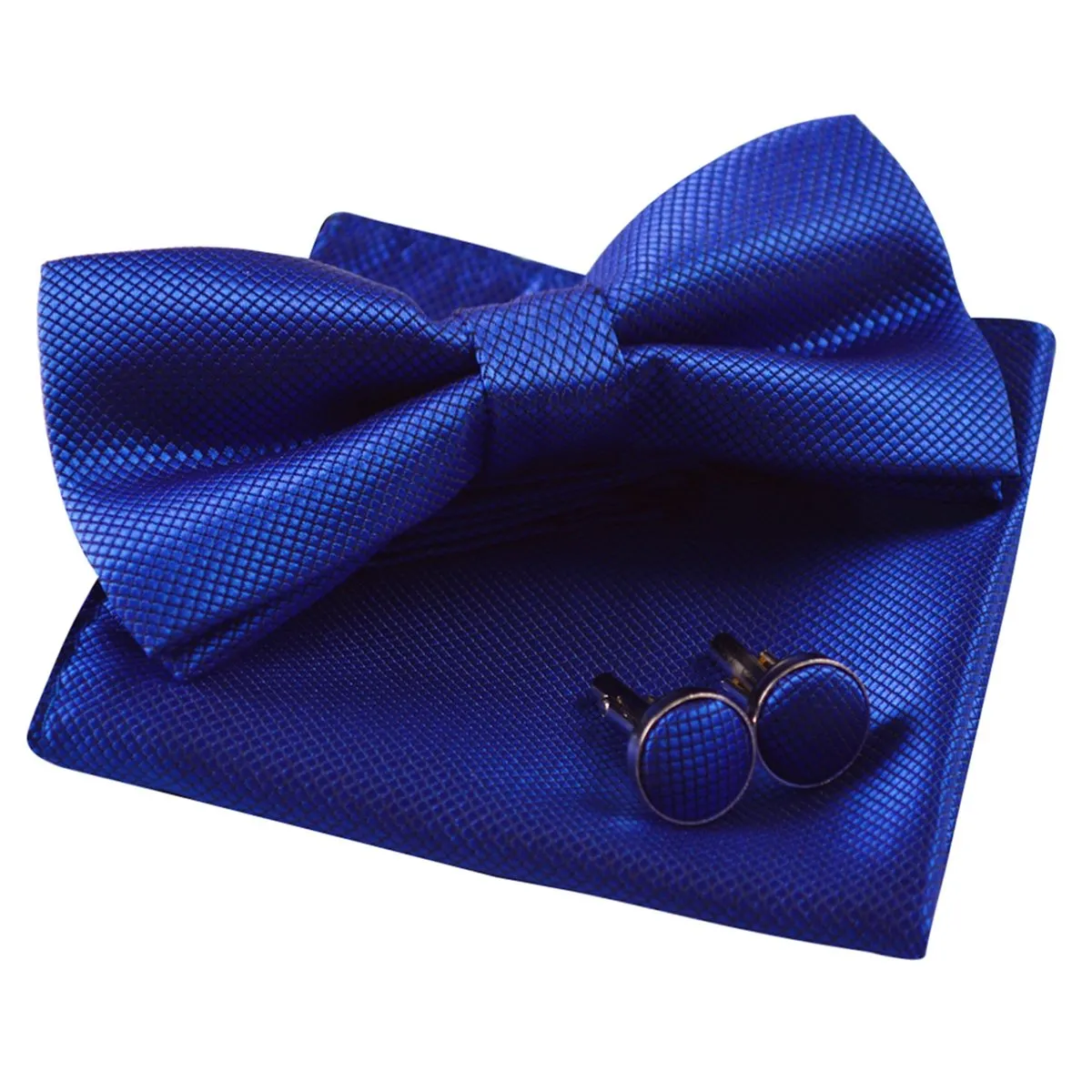 Alizeal Set Papillon, Gemelli e Fazzoletto da Taschino, Blu Reale - immagine 2