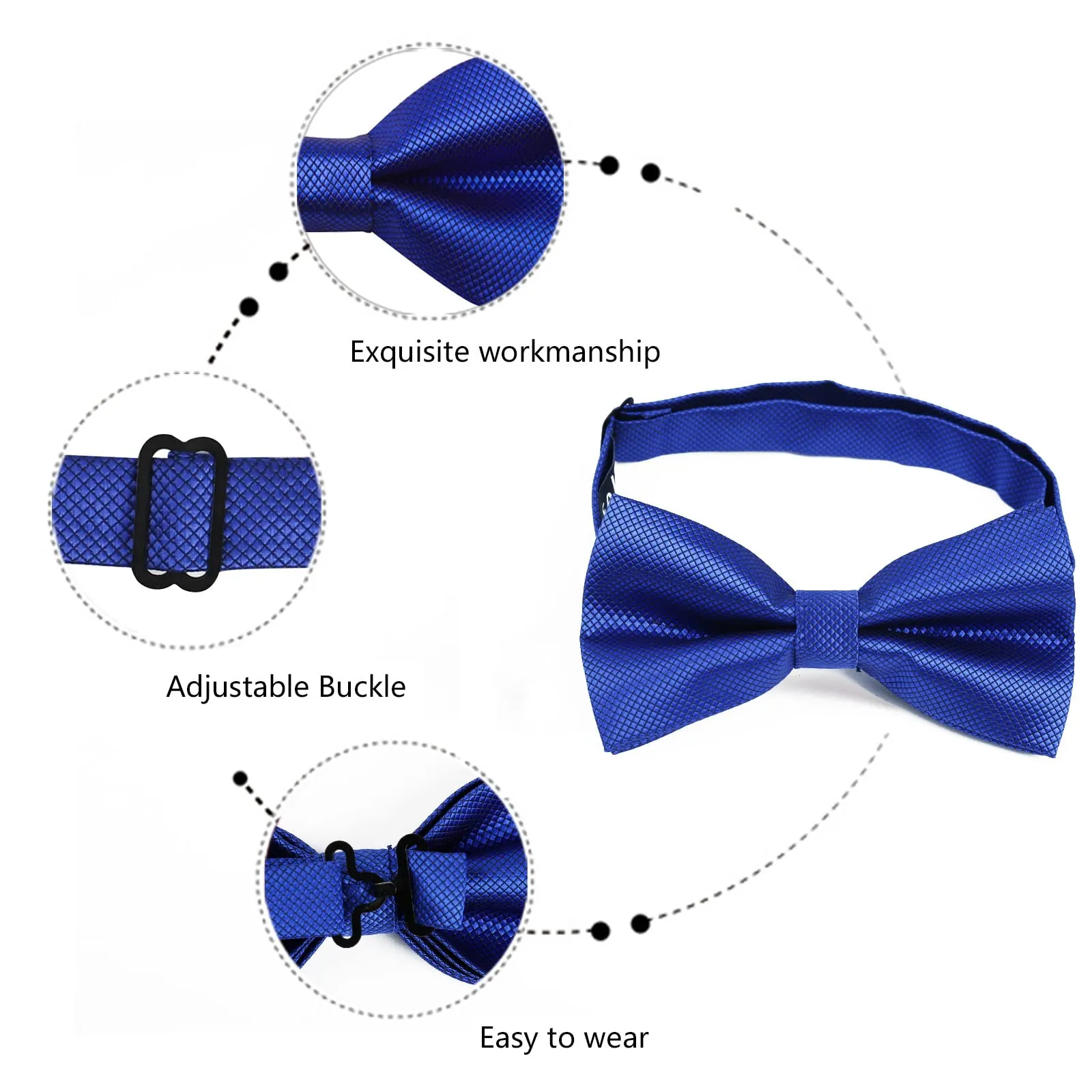Alizeal Set Papillon, Gemelli e Fazzoletto da Taschino, Blu Reale - immagine 5