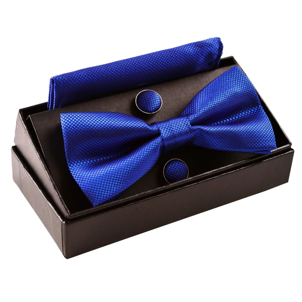 Alizeal Set Papillon, Gemelli e Fazzoletto da Taschino, Blu Reale - immagine 9