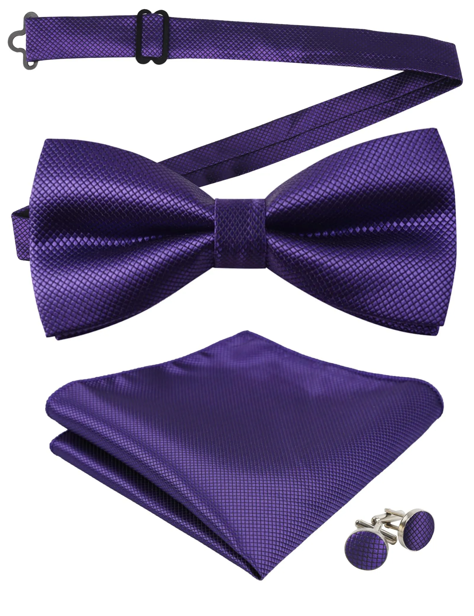 Alizeal Set Papillon Pre-legato, Gemelli e Pochette, Viola Scuro - immagine 1