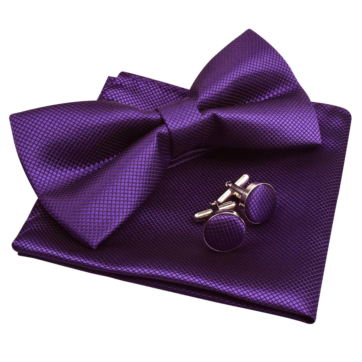 Alizeal Set Papillon Pre-legato, Gemelli e Pochette, Viola Scuro - immagine 2