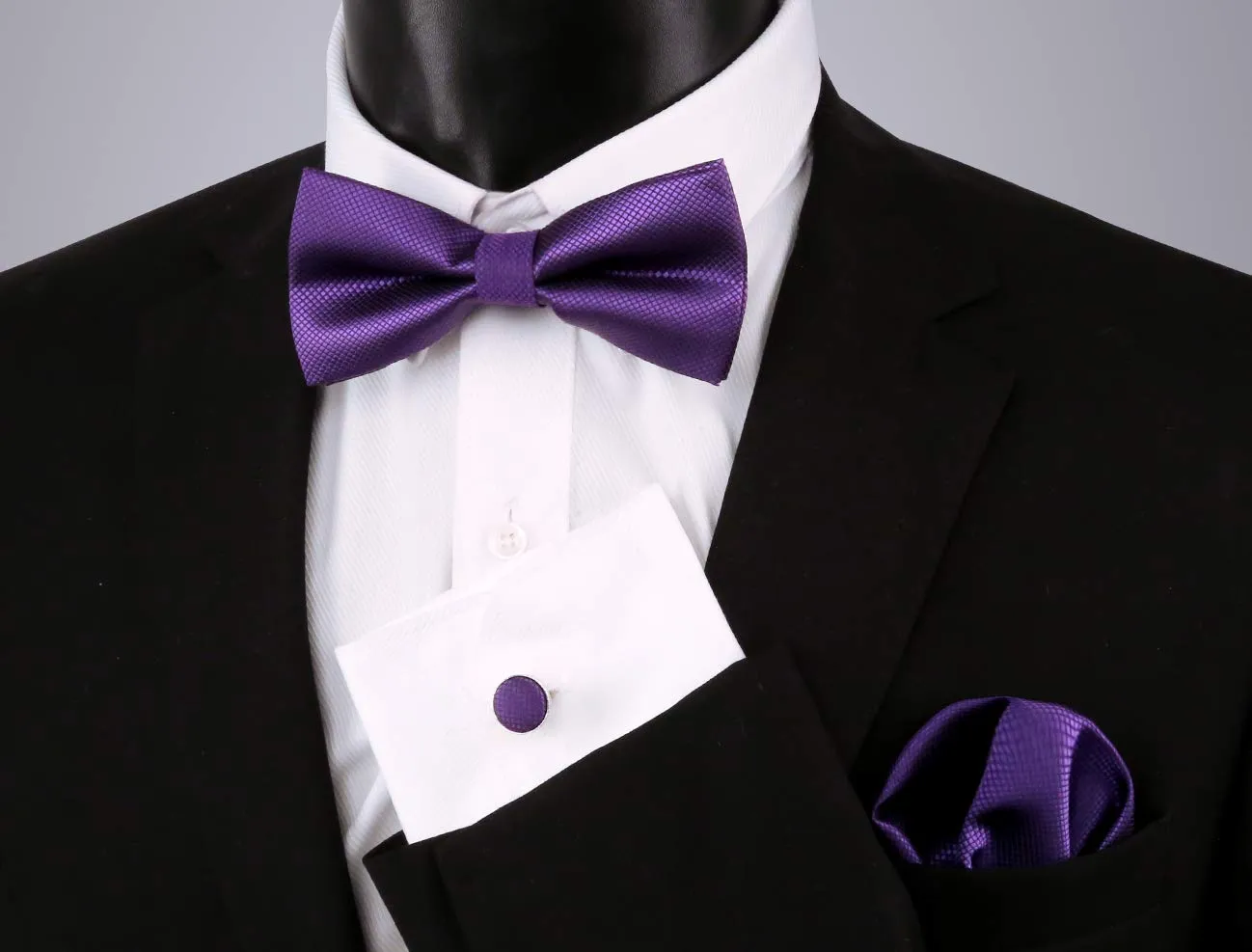 Alizeal Set Papillon Pre-legato, Gemelli e Pochette, Viola Scuro - immagine 3