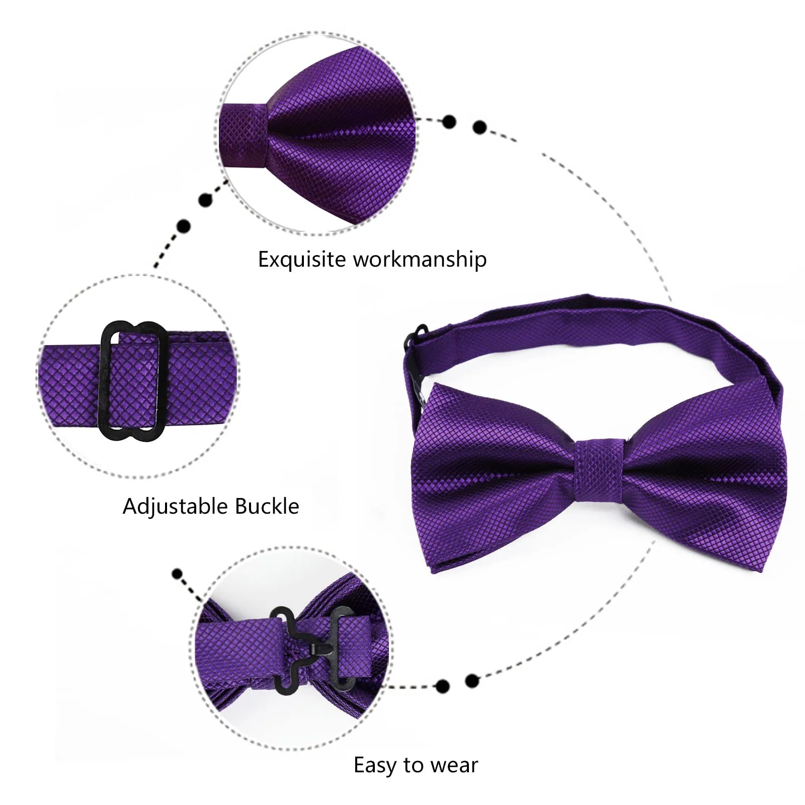 Alizeal Set Papillon Pre-legato, Gemelli e Pochette, Viola Scuro - immagine 5