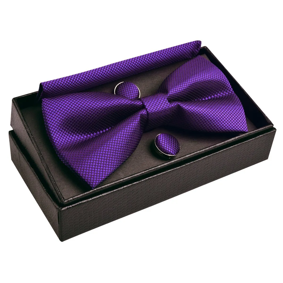 Alizeal Set Papillon Pre-legato, Gemelli e Pochette, Viola Scuro - immagine 9