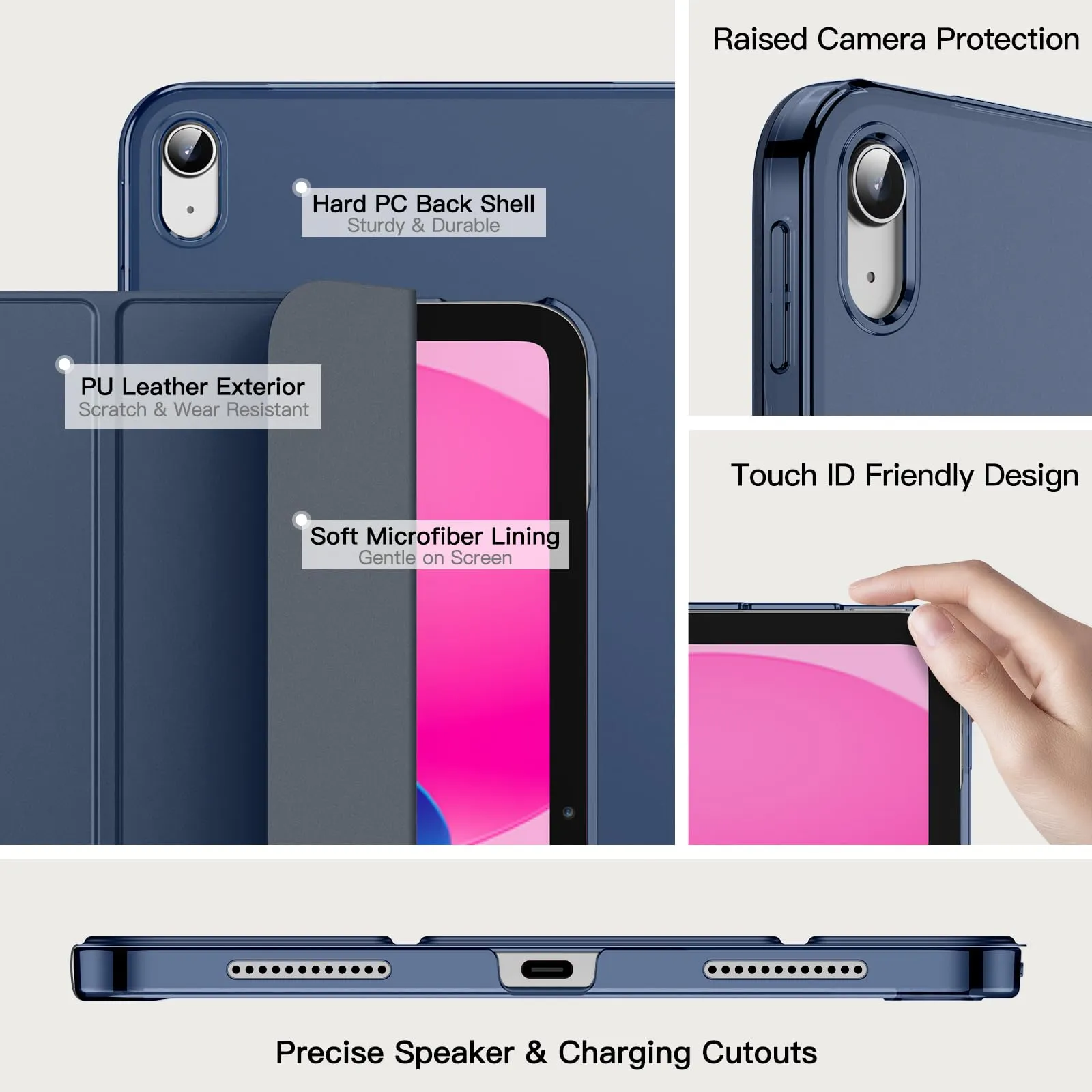 JETech Custodia per iPad 11ª/10ª Gen, Marino Intenso - immagine 3