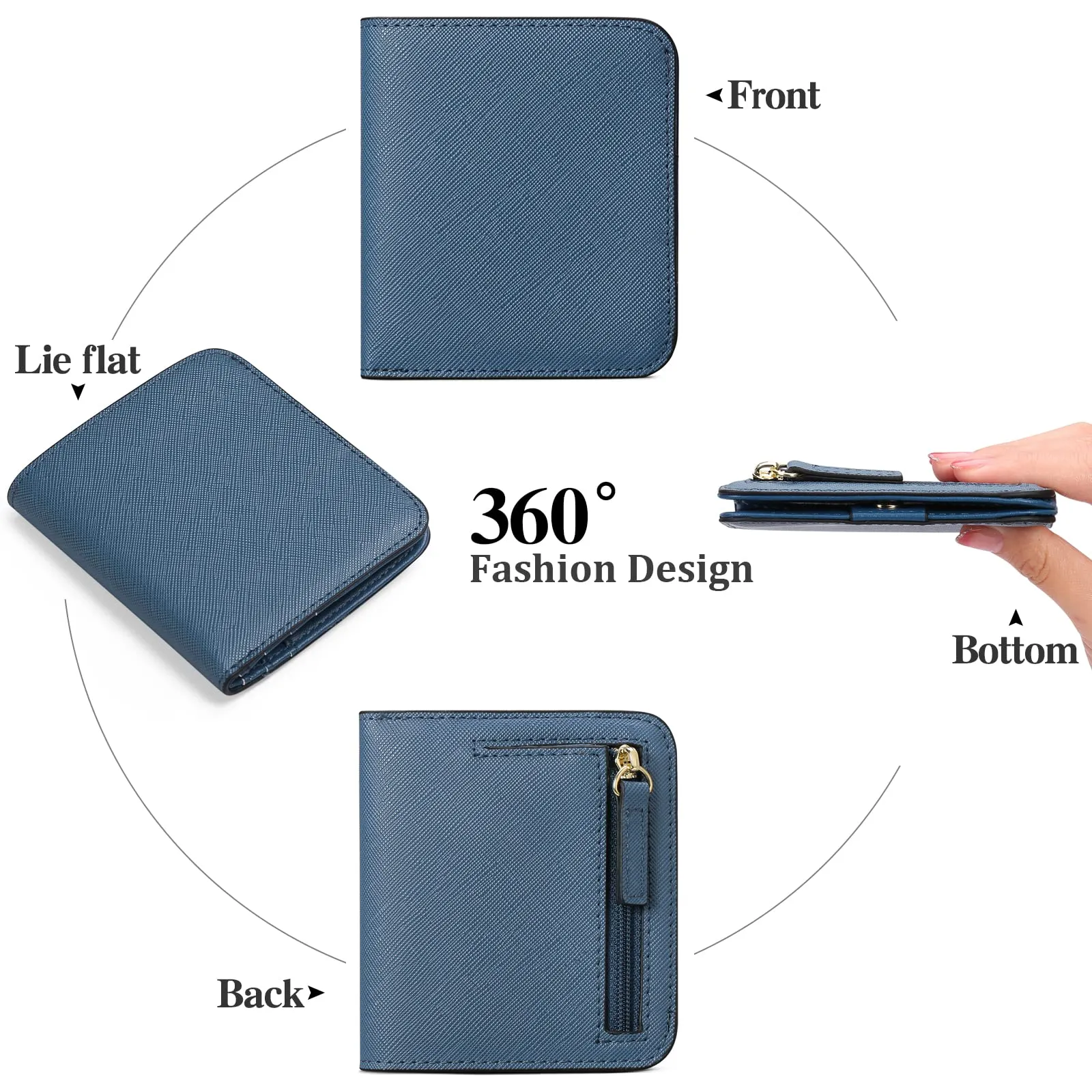 GAEKEAO Portafoglio da Donna in Pelle Mini con Blocco RFID, 7 Scomparti per Carte, Finestra ID e Tasca con Cerniera - immagine 4