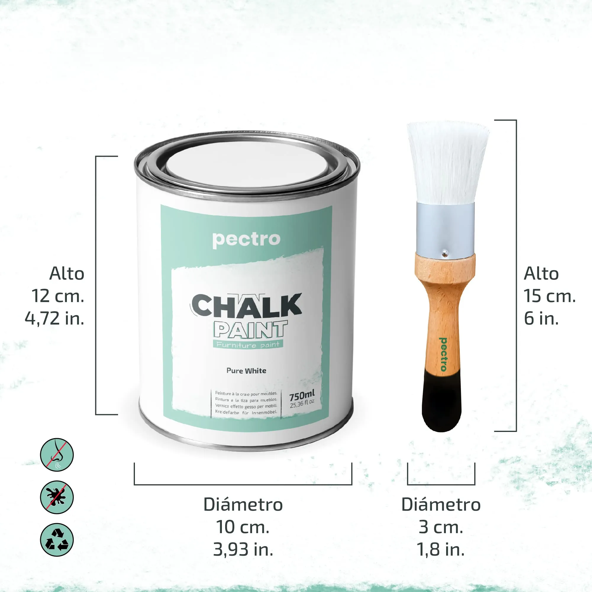 PECTRO Chalk Paint, 750 ml, Mostarda, con Pennello - immagine 5