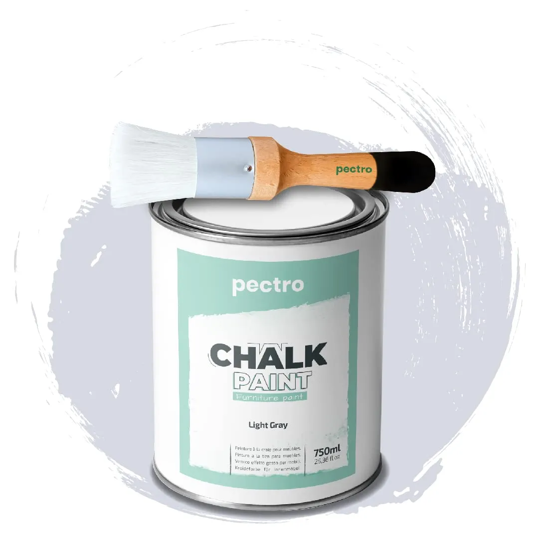 PECTRO Chalk Paint, Vernice per Mobili, Grigio Chiaro, 750 ml con Pennello - immagine 1