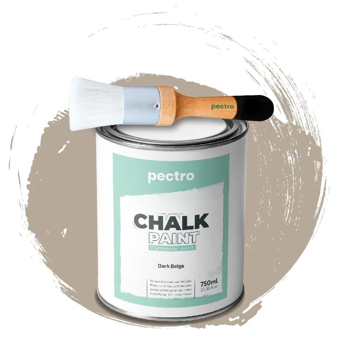 PECTRO Chalk Paint for Furniture, 750 ml with Brush, Beige Scuro - immagine 1