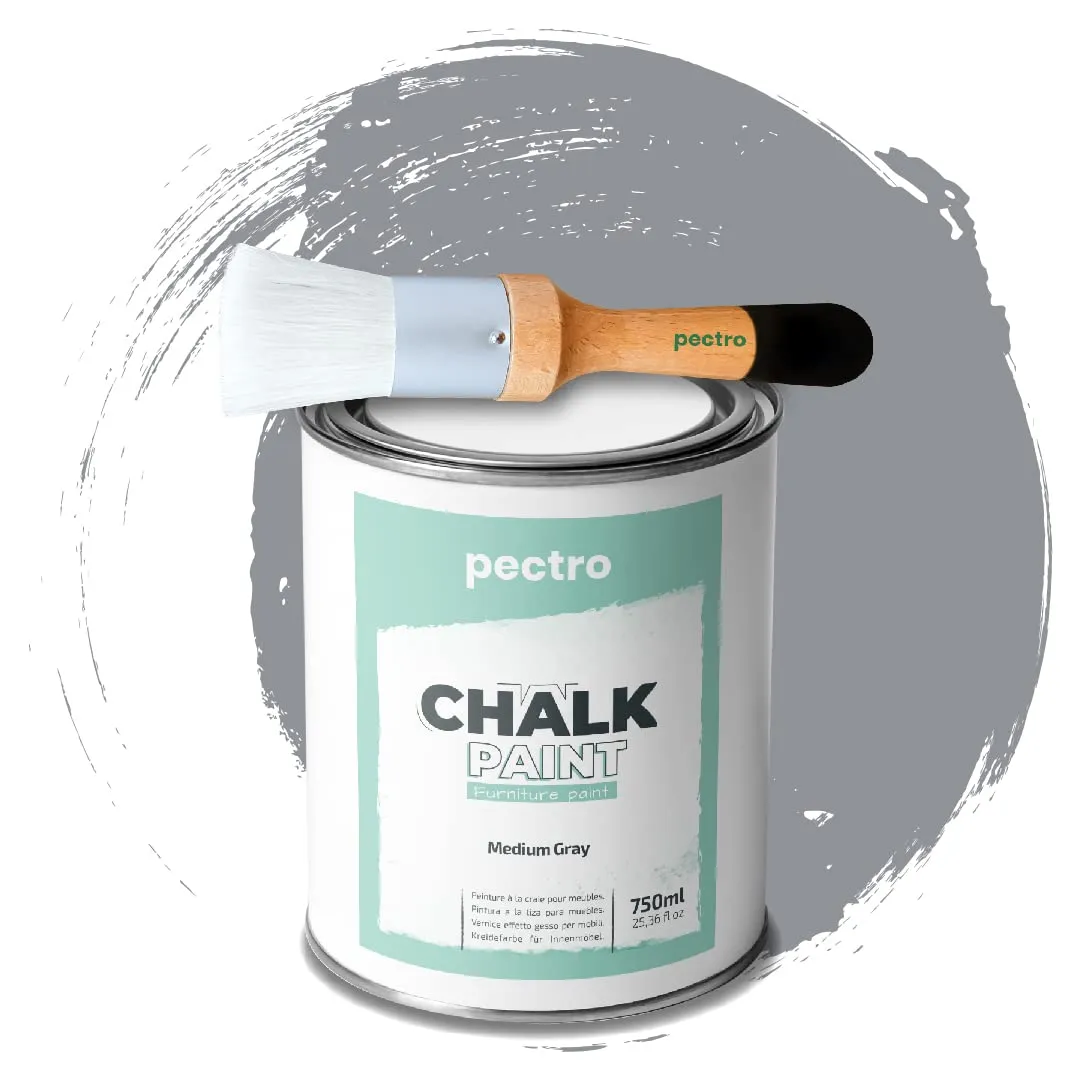 PECTRO Chalk Paint, 750 ml, Grigio Medio, con Pennello - immagine 1