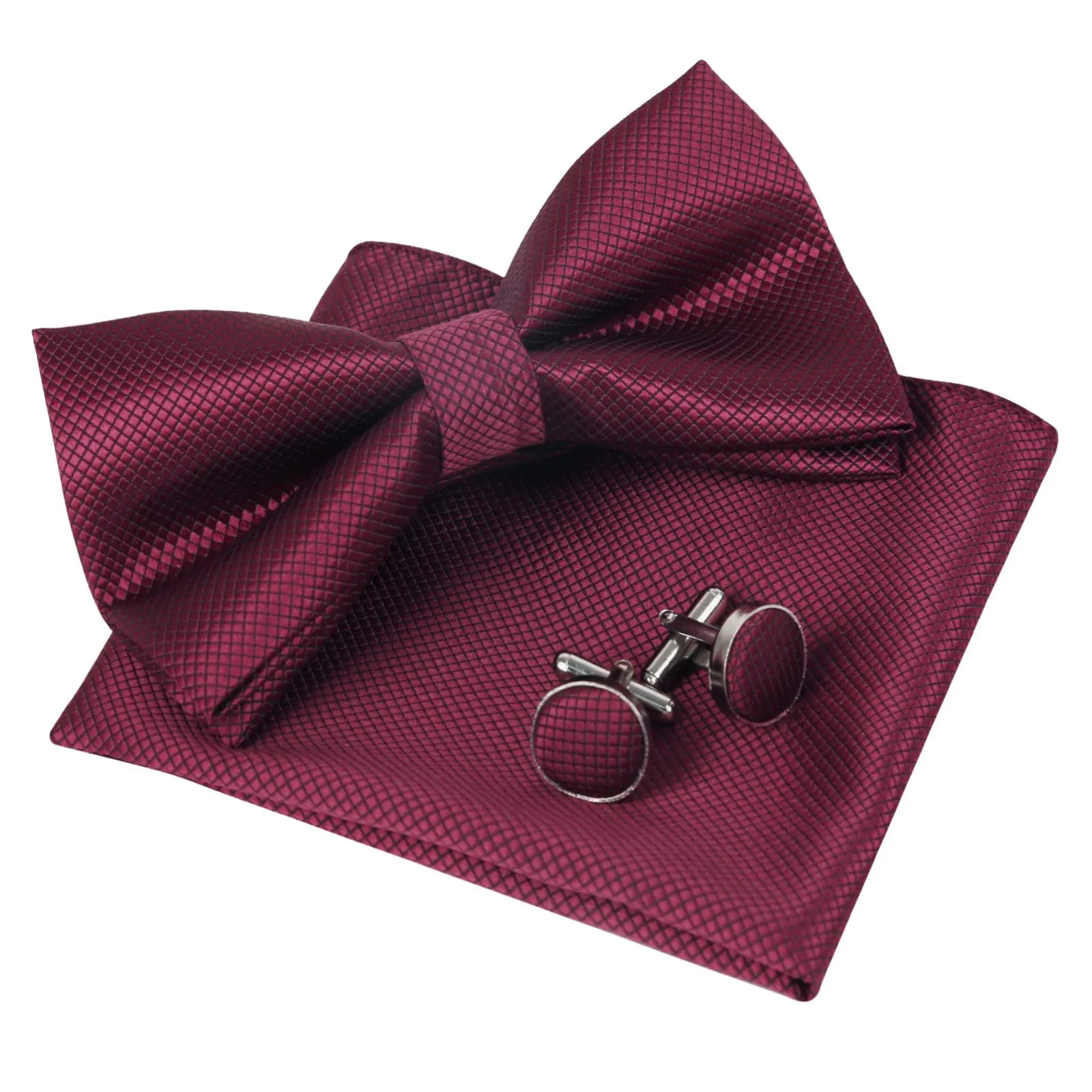 Alizeal Set da uomo con papillon, fazzoletto e gemelli - 054-marrone - Taglia unica - immagine 1