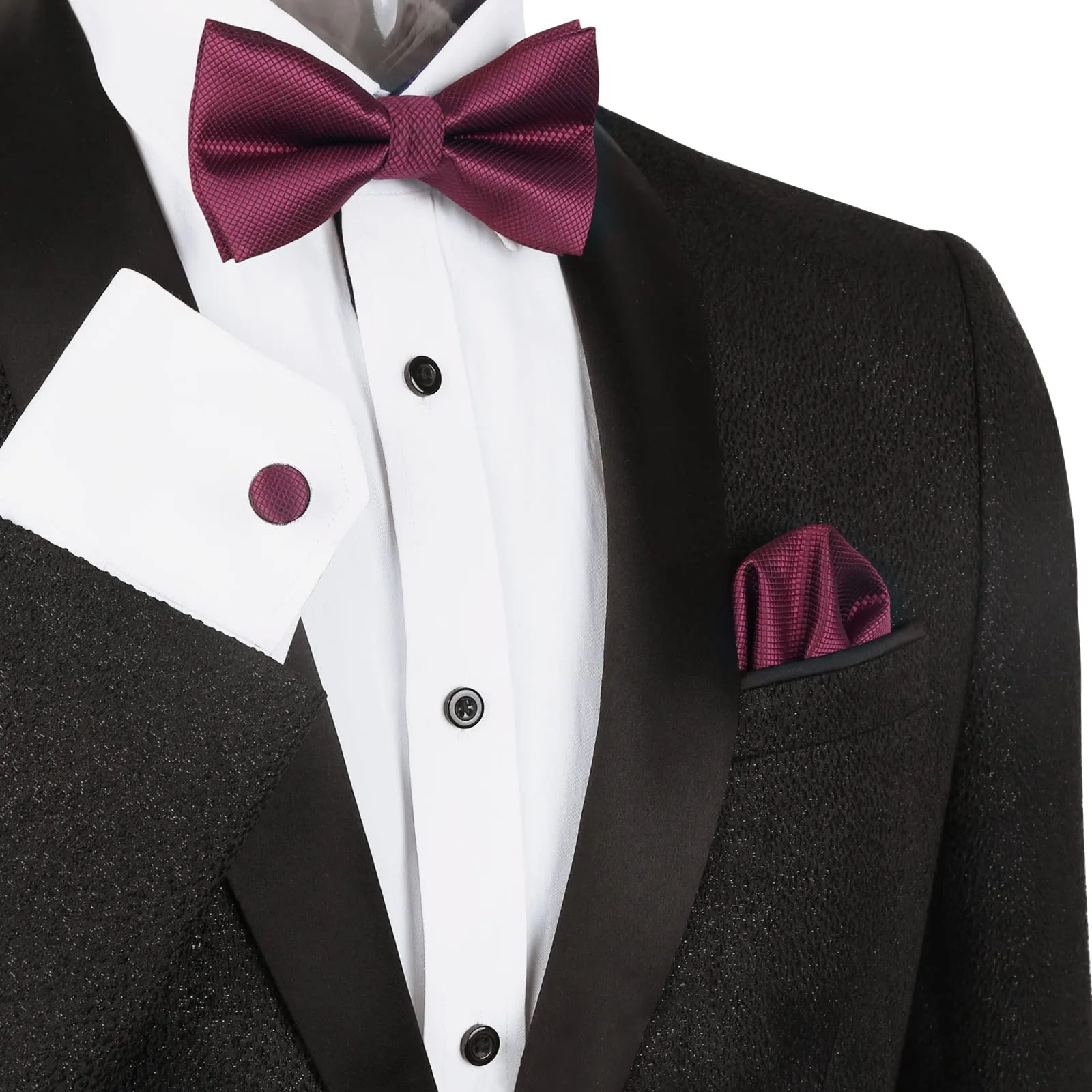 Alizeal Set da uomo con papillon, fazzoletto e gemelli - 054-marrone - Taglia unica - immagine 2