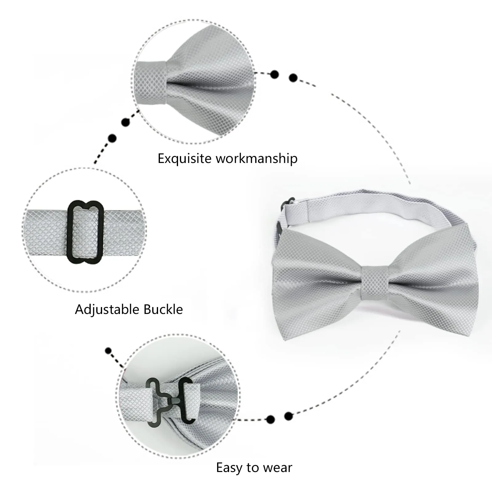 Alizeal Set Papillon, Gemelli e fazzoletto da taschino, Argento - immagine 5