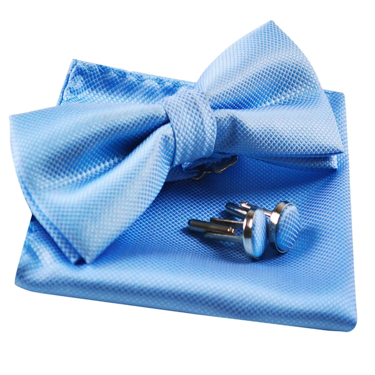 Alizeal Set Papillon Pre-annodato, Gemelli e Pochette - Blu Chiaro - immagine 2