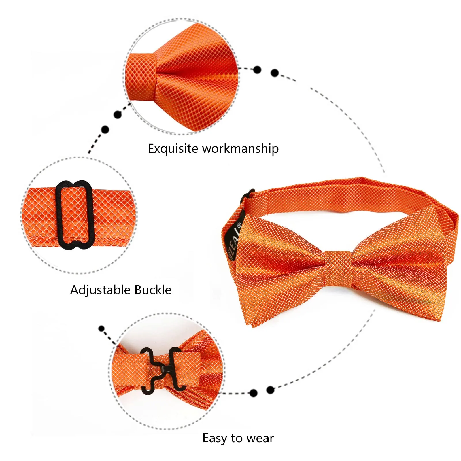 Alizeal Set Papillon Pre-annodato, Gemelli e Pochette, Arancione - immagine 5