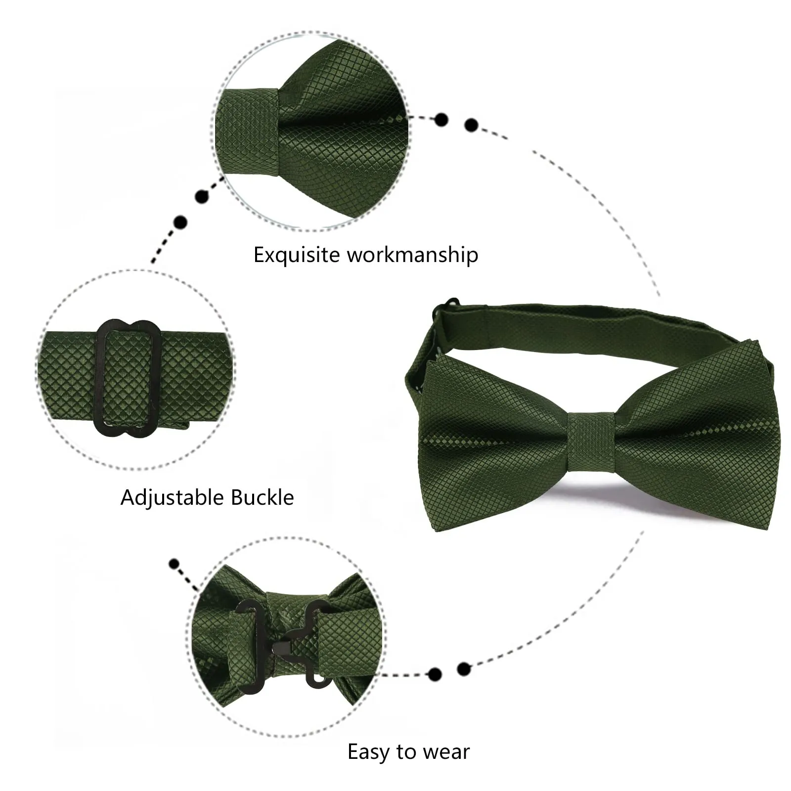 Alizeal Set Papillon, Fazzoletto da Taschino e Gemelli da Uomo, Verde Oliva, Taglia Unica - immagine 5