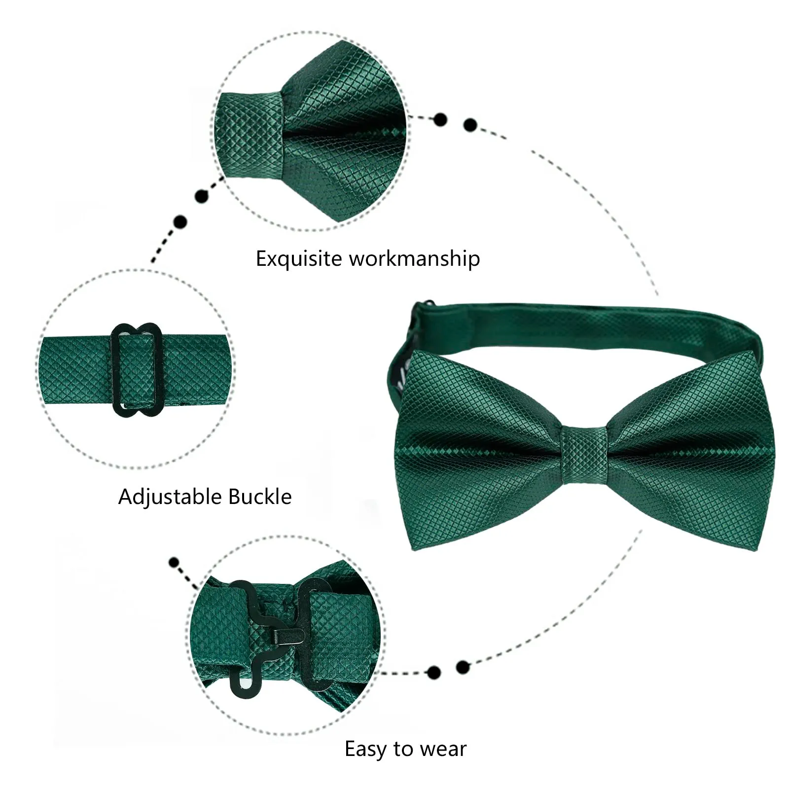 Alizeal Set da uomo con papillon, fazzoletto e gemelli, 054-Verde Foresta, Taglia unica - immagine 5