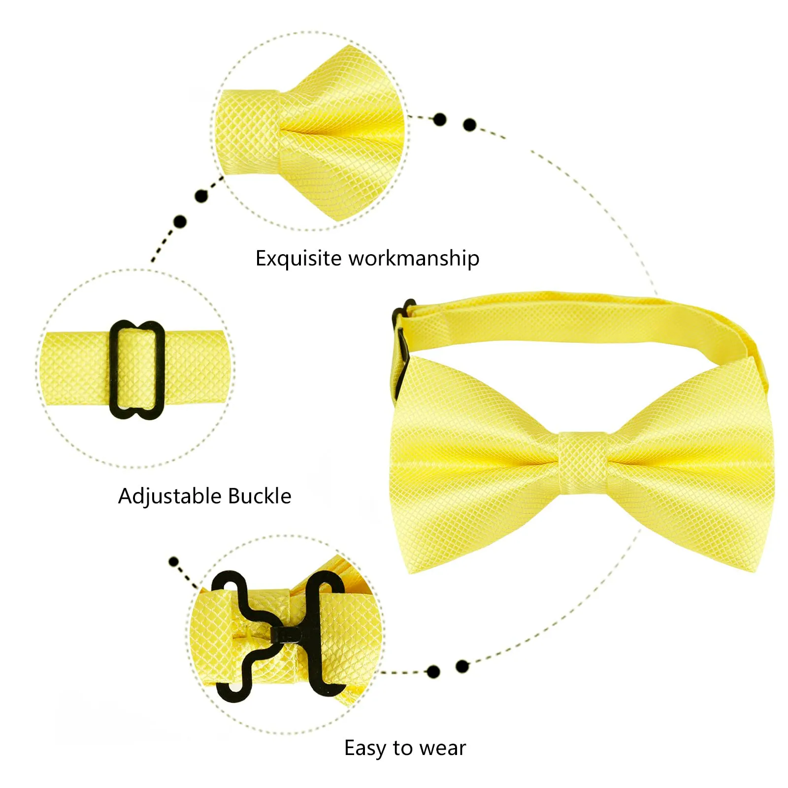 Alizeal Set da uomo con papillon, fazzoletto e gemelli, 054-Giallo, Taglia unica - immagine 5