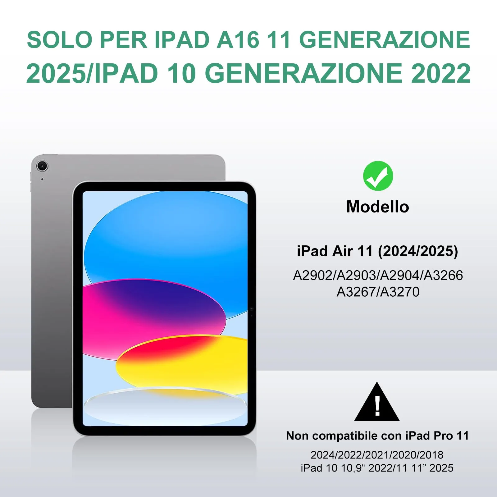 IVEOPPE Tastiera e Cover per iPad 11 Generazione (11" 2025) e iPad 10 Generazione (10.9" 2022) A16 - immagine 2