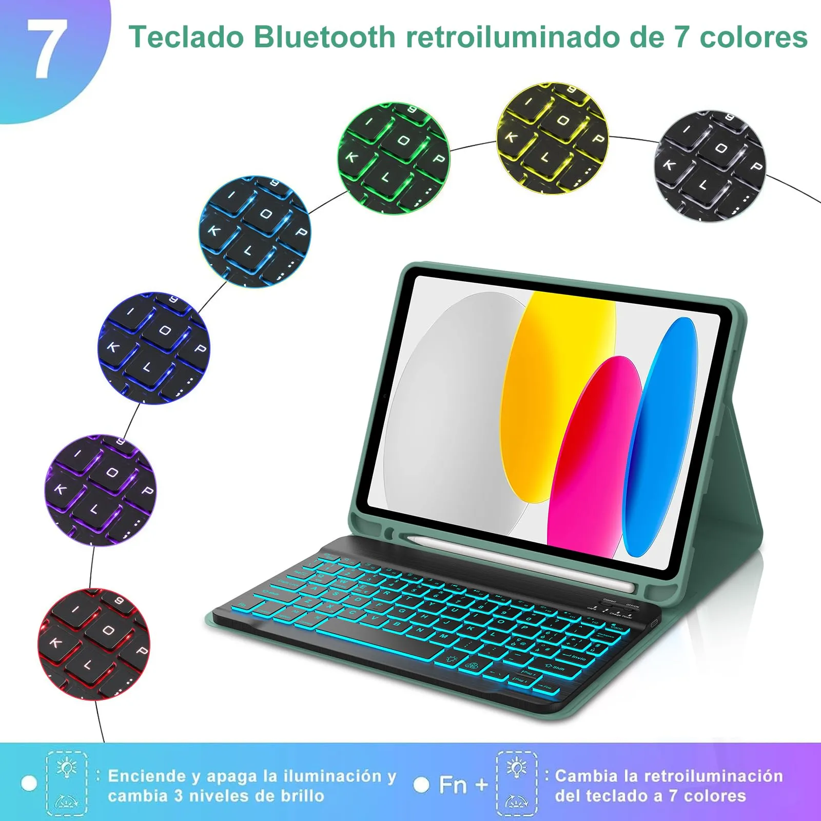 IVEOPPE Tastiera e Cover per iPad 11 Generazione (11" 2025) e iPad 10 Generazione (10.9" 2022) A16 - immagine 5