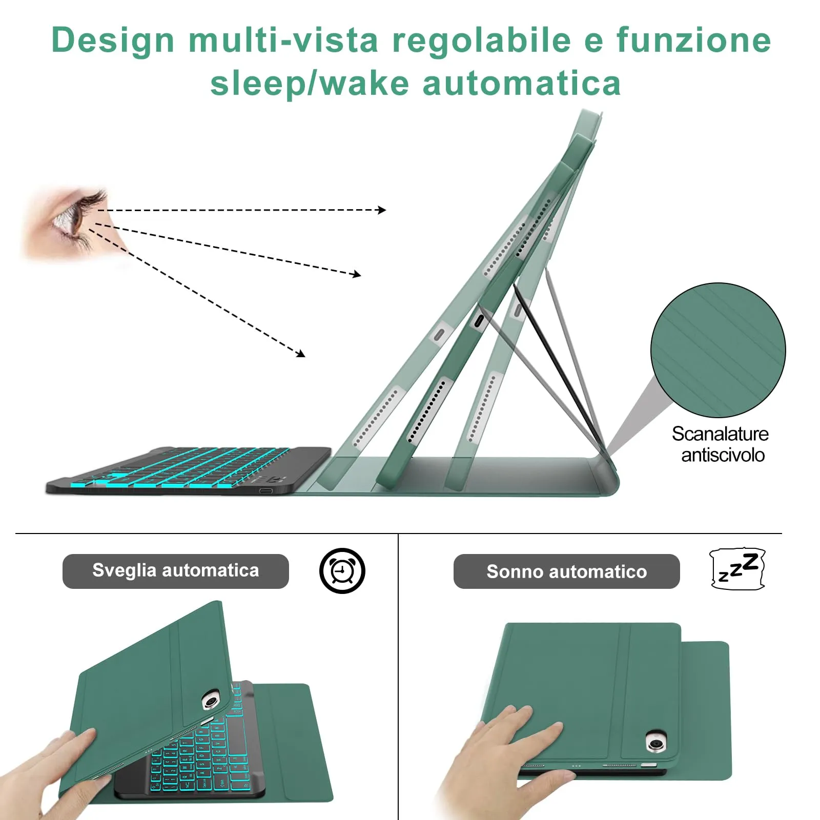 IVEOPPE Tastiera e Cover per iPad 11 Generazione (11" 2025) e iPad 10 Generazione (10.9" 2022) A16 - immagine 6