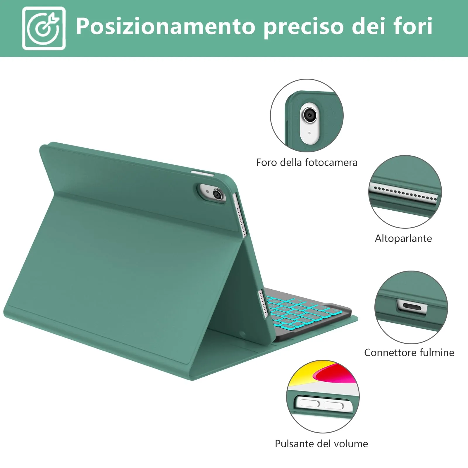 IVEOPPE Tastiera e Cover per iPad 11 Generazione (11" 2025) e iPad 10 Generazione (10.9" 2022) A16 - immagine 7