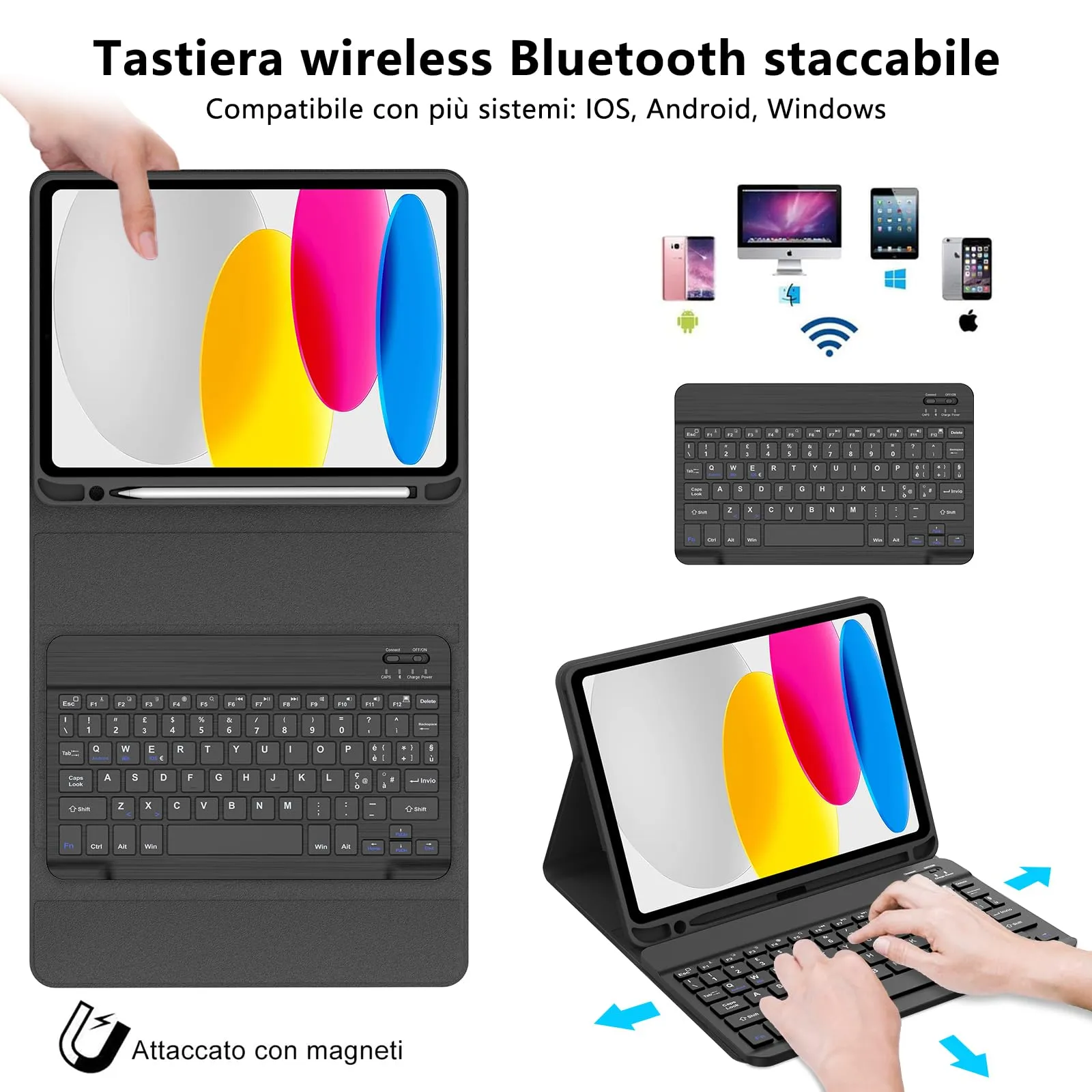 IVEOPPE Tastiera e Custodia per iPad 11 Generazione 11" (2025) e iPad 10 Generazione 10.9" (2022) A16 - immagine 3