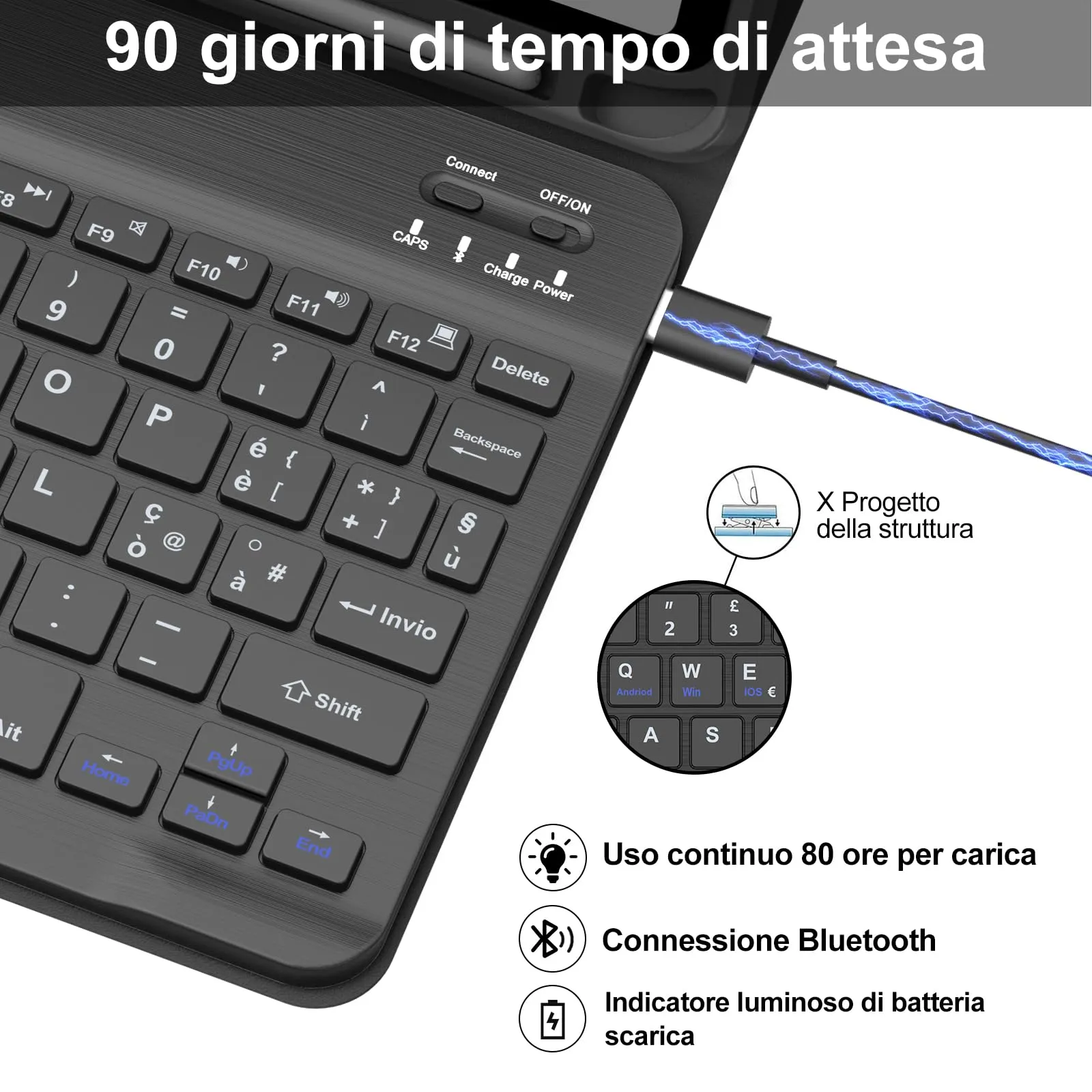 IVEOPPE Tastiera e Custodia per iPad 11 Generazione 11" (2025) e iPad 10 Generazione 10.9" (2022) A16 - immagine 4