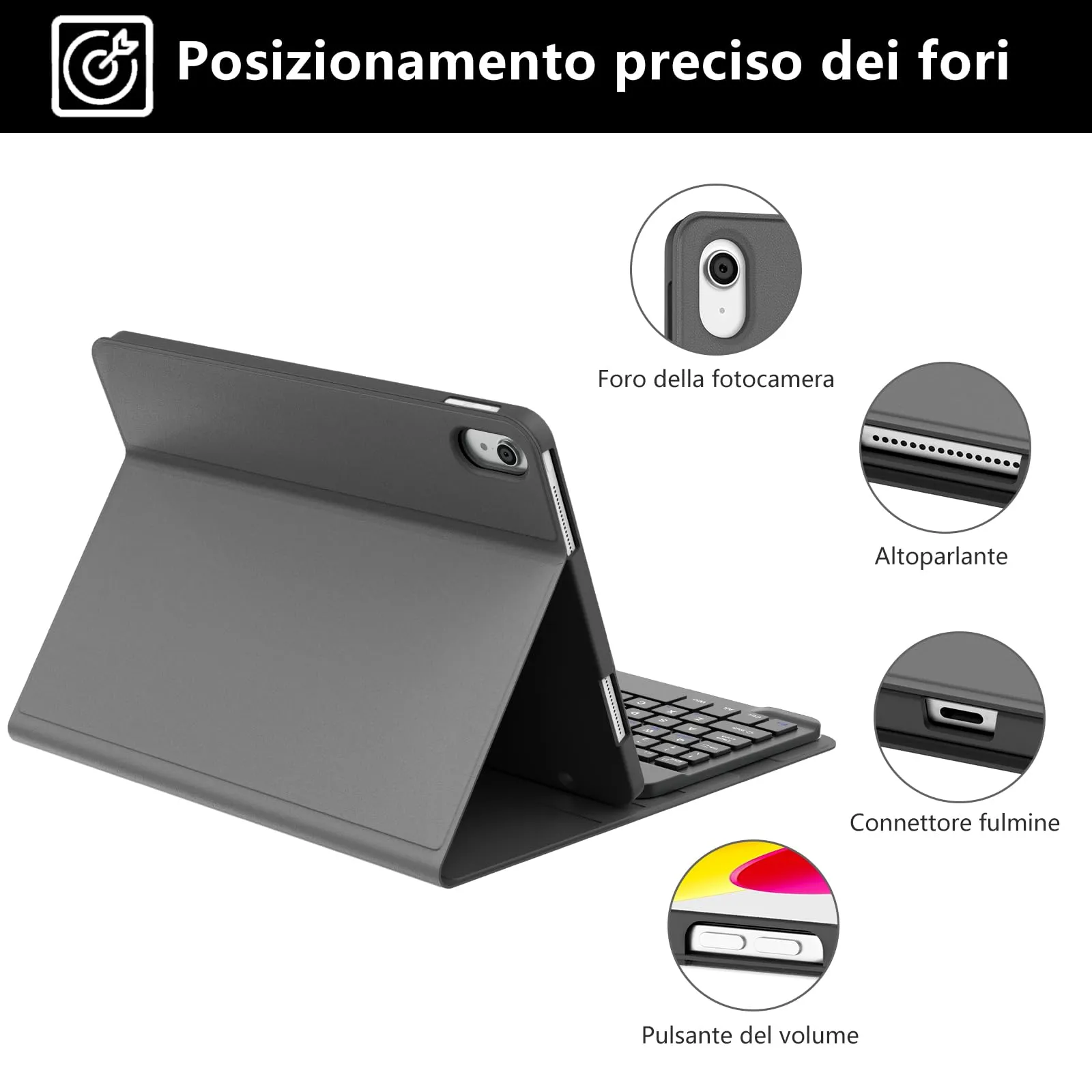 IVEOPPE Tastiera e Custodia per iPad 11 Generazione 11" (2025) e iPad 10 Generazione 10.9" (2022) A16 - immagine 6