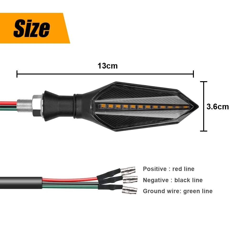 URAQT Indicatori di Direzione per Moto, 4 Pezzi LED Bicolore 12V Ambra e Blu, Universali Impermeabili - immagine 2