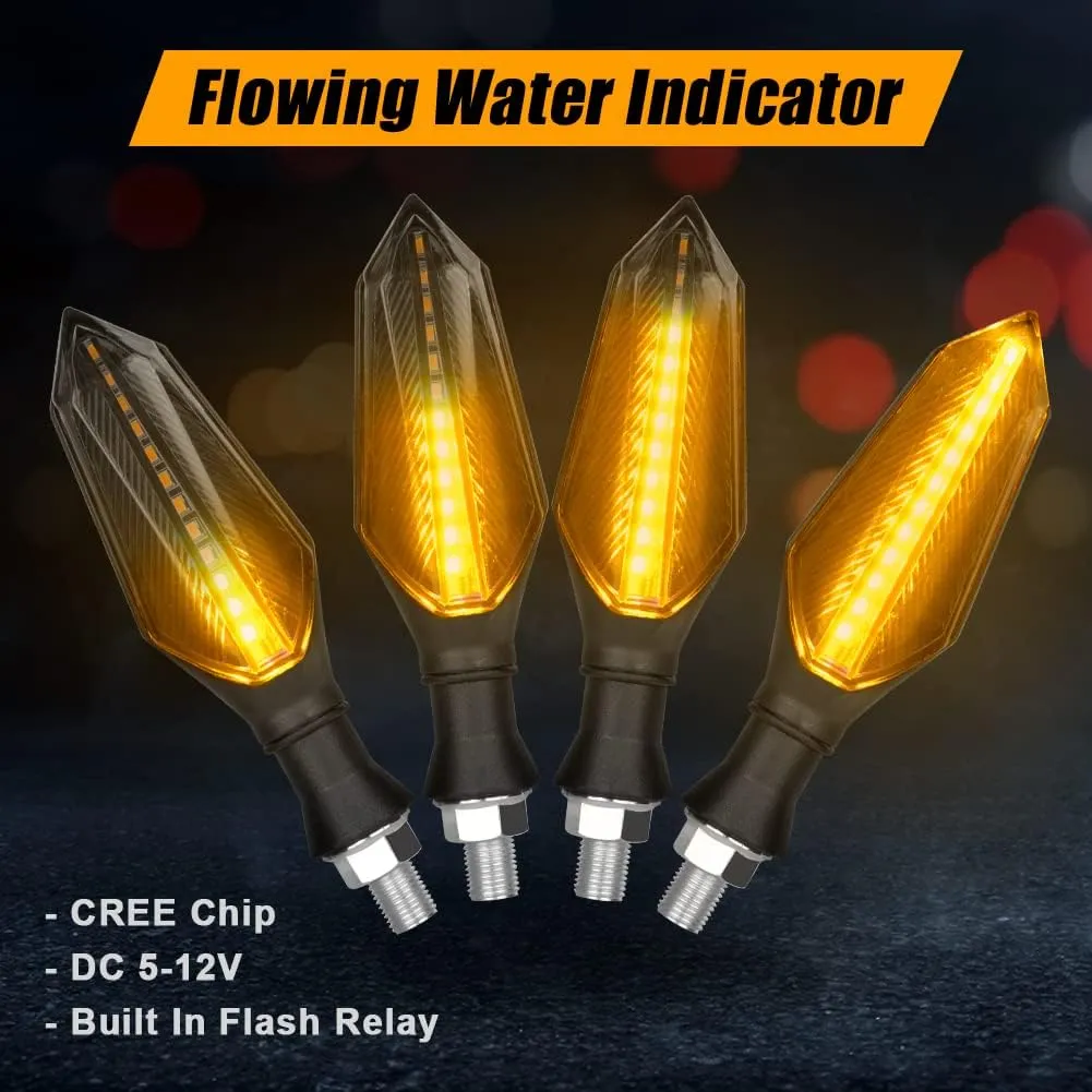 URAQT Indicatori di Direzione per Moto, 4 Pezzi LED Bicolore 12V Ambra e Blu, Universali Impermeabili - immagine 3