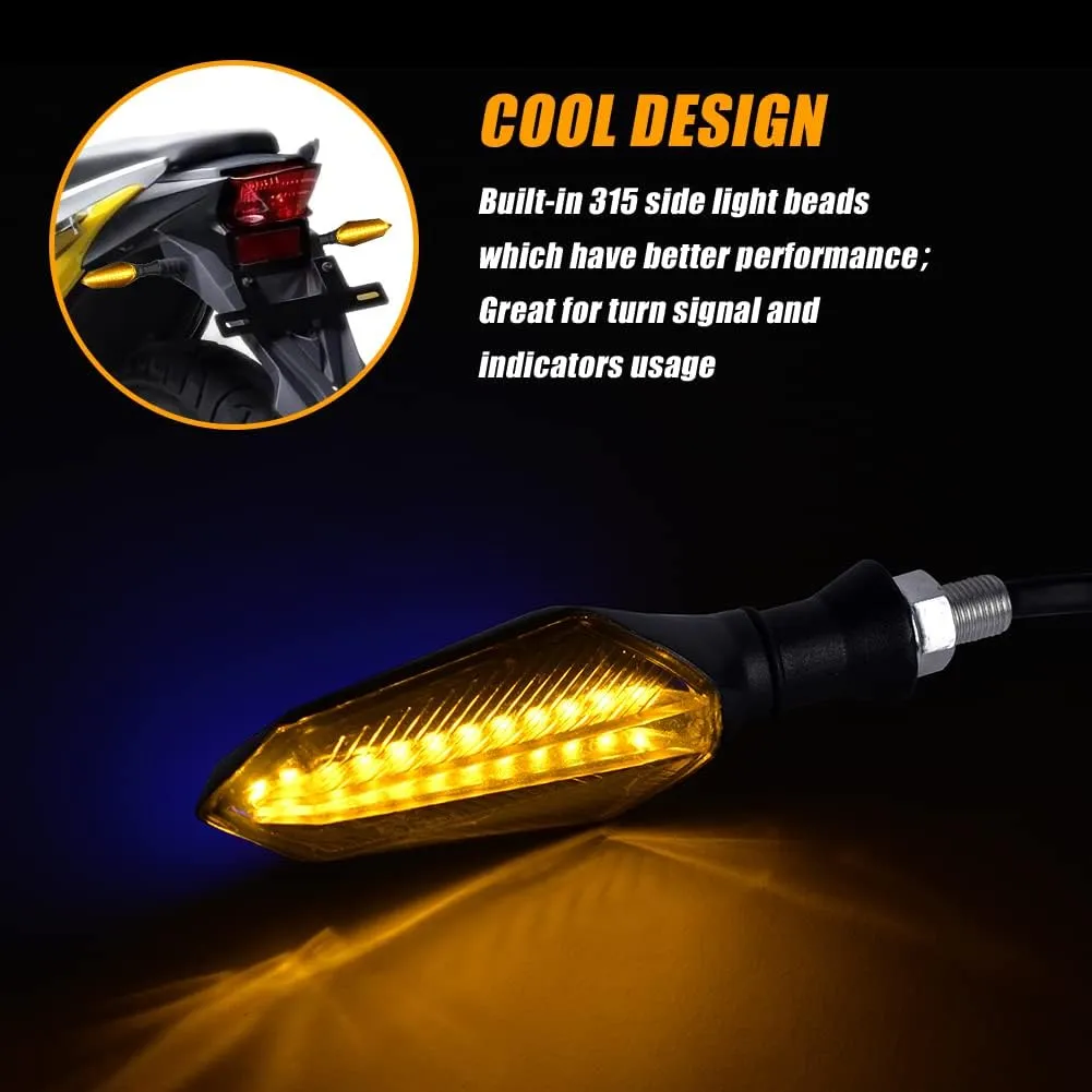 URAQT Indicatori di Direzione per Moto, 4 Pezzi LED Bicolore 12V Ambra e Blu, Universali Impermeabili - immagine 4