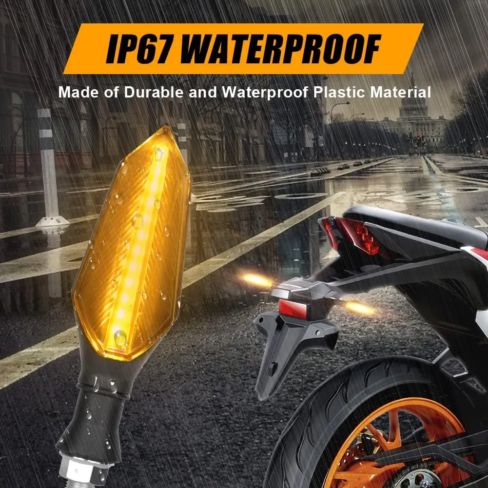 URAQT Indicatori di Direzione per Moto, 4 Pezzi LED Bicolore 12V Ambra e Blu, Universali Impermeabili - immagine 6